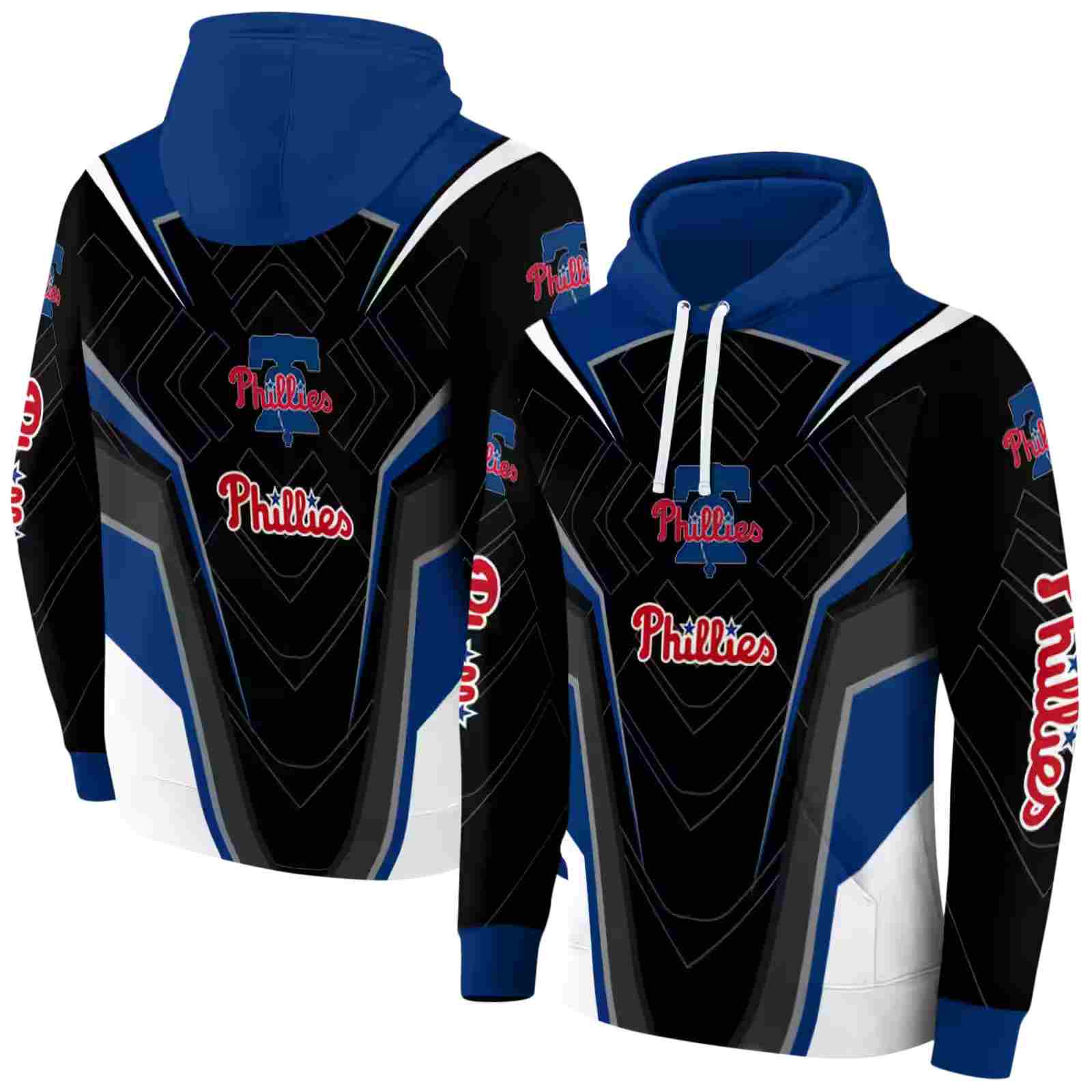 philadelphia phillies futuristic pattern blue black hoodie fashion forward