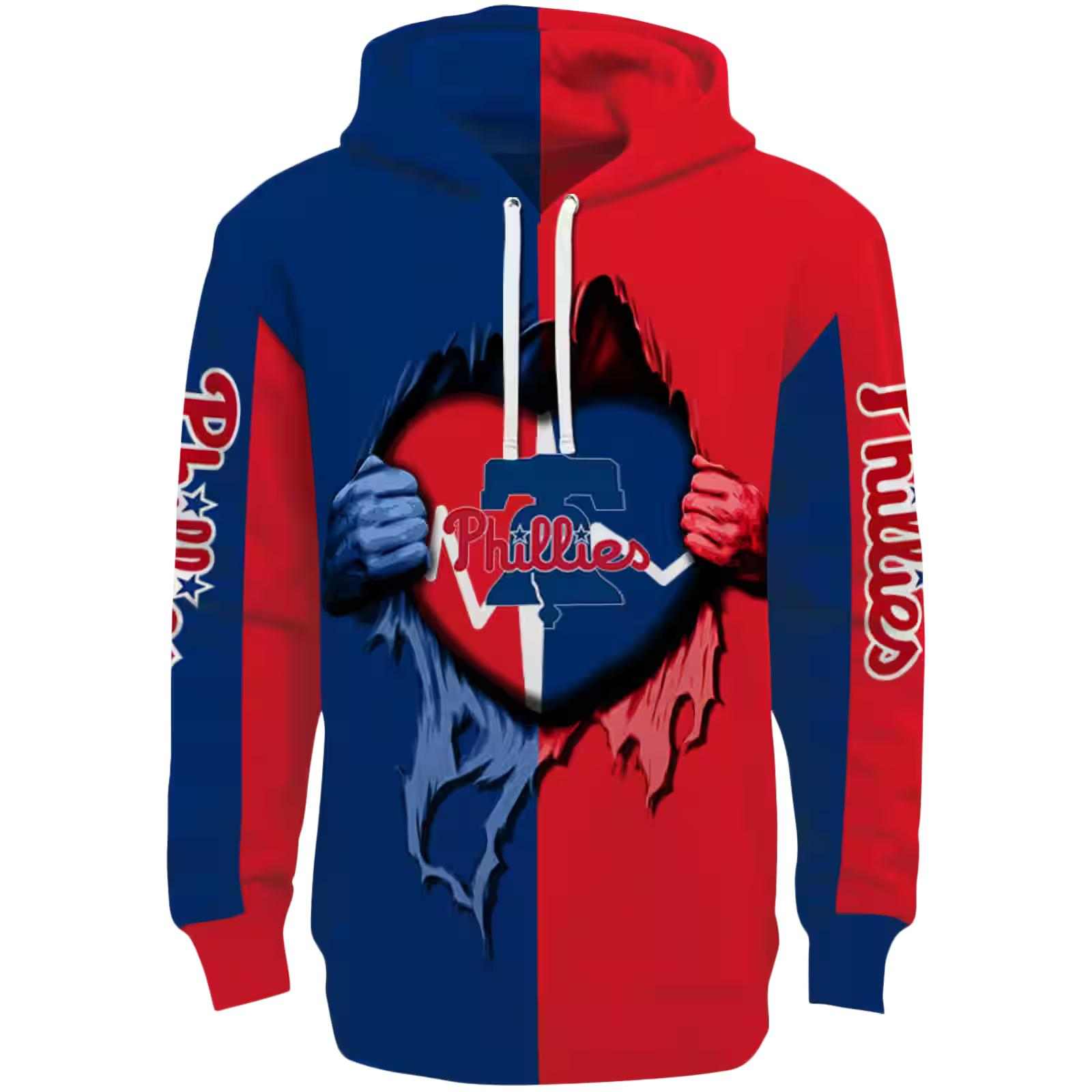 Philadelphia Phillies Heartbeat Graphic Blue Hoodie