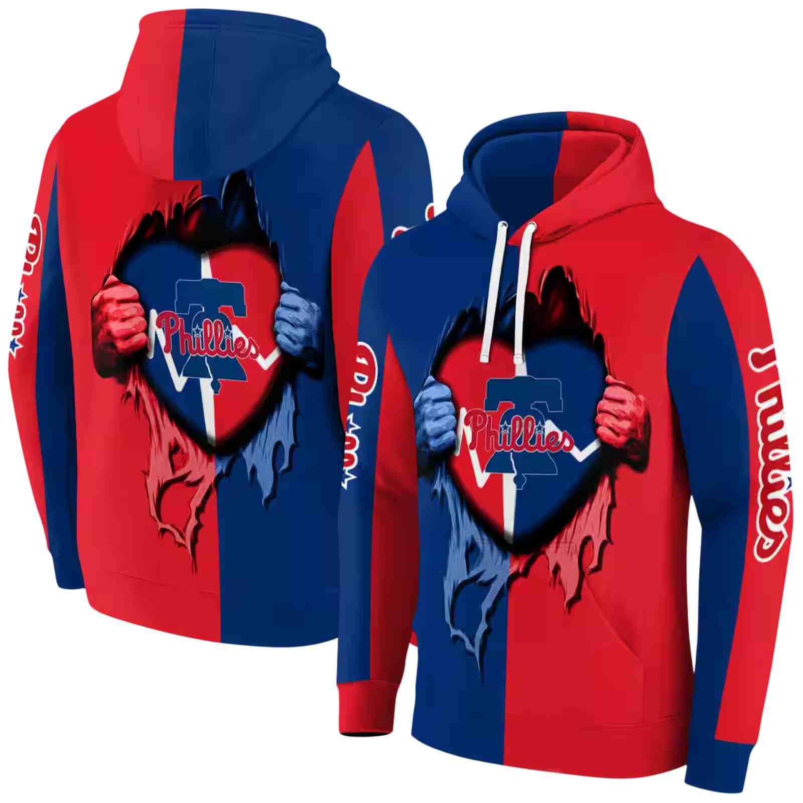 philadelphia phillies heartbeat graphic blue hoodie fashion forward