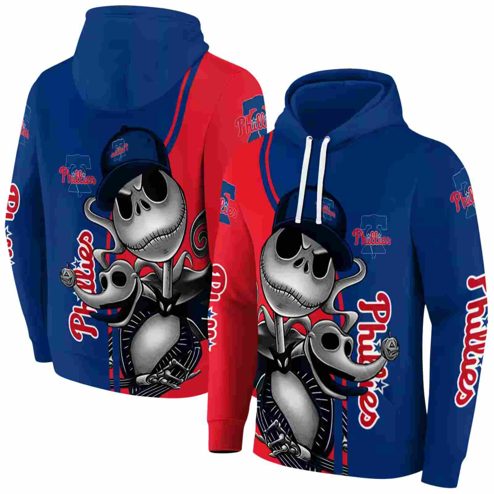 philadelphia phillies jack skellington blue hoodie fashion forward