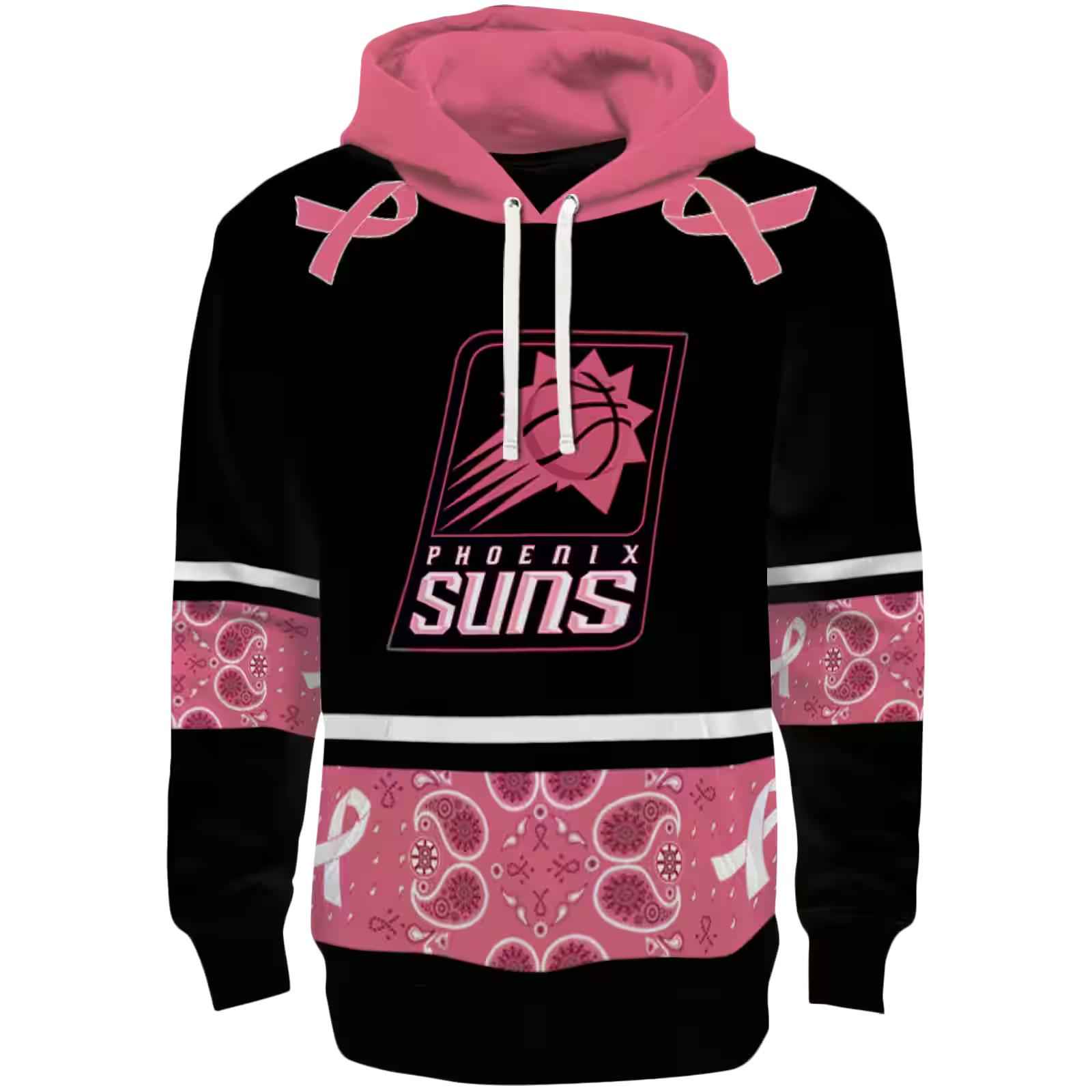 Phoenix Suns Awareness Ribbon Black Pink Hoodie