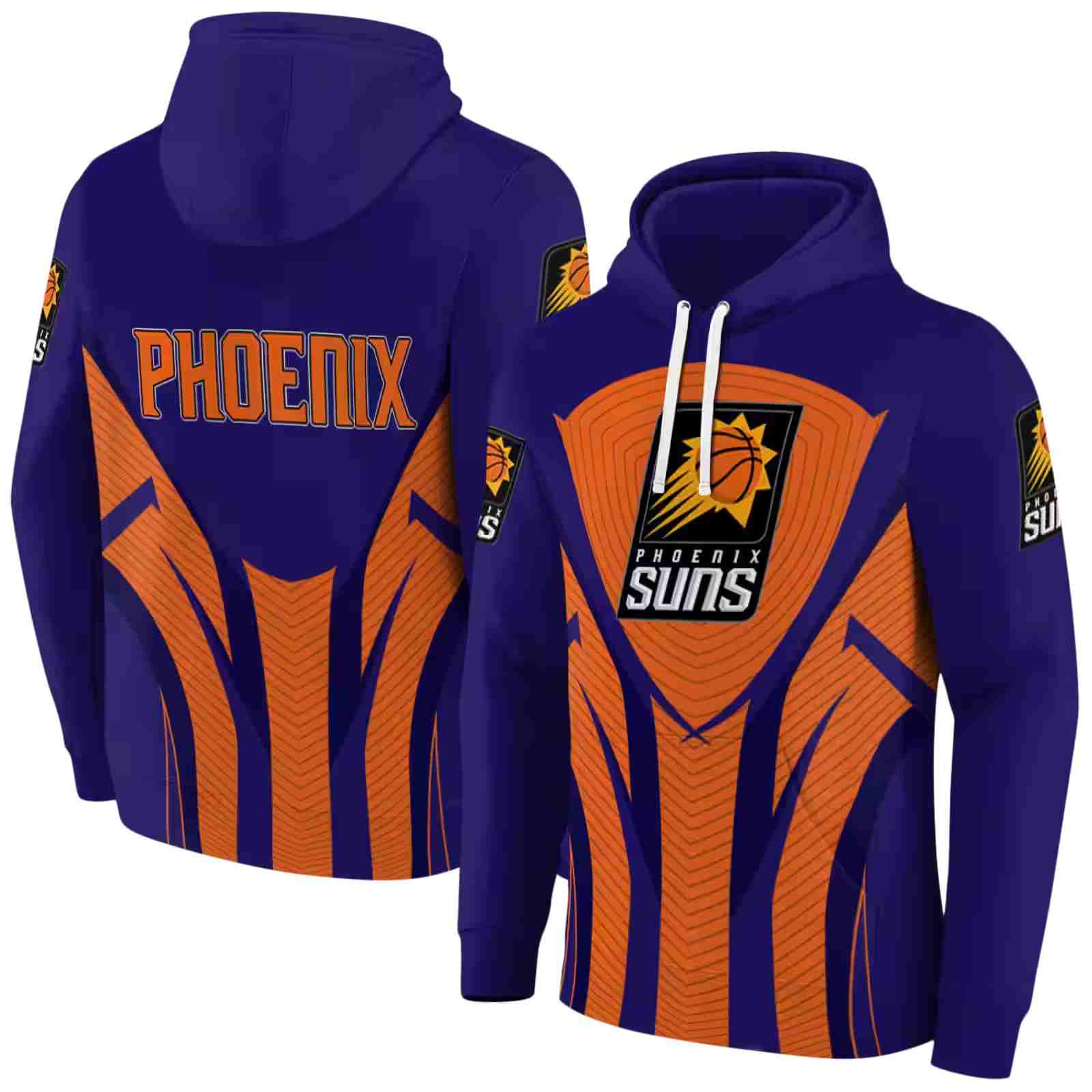 phoenix suns concentric lines purple black hoodie fashion forward