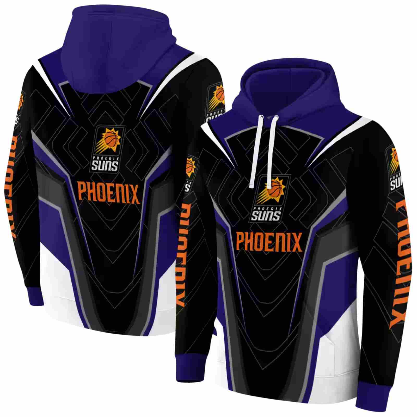 phoenix suns futuristic pattern purple black hoodie fashion forward