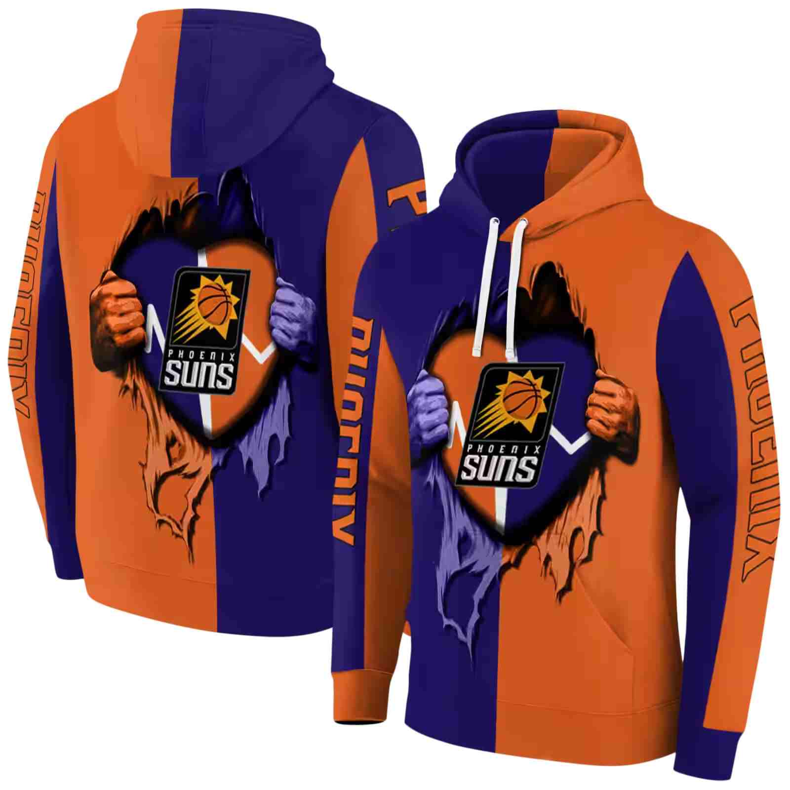 phoenix suns heartbeat graphic purple hoodie fashion forward