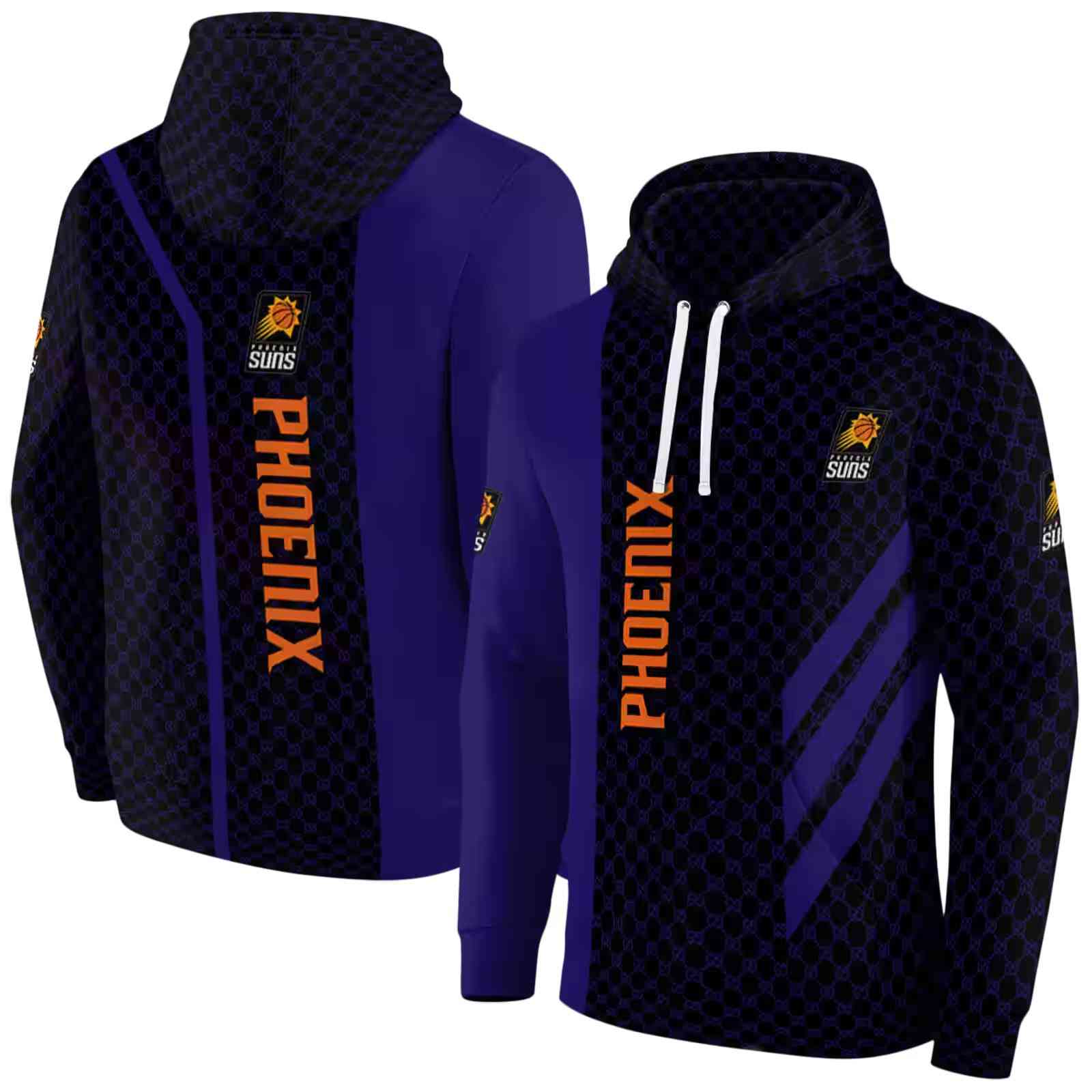 phoenix suns monogram pattern purple hoodie fashion forward