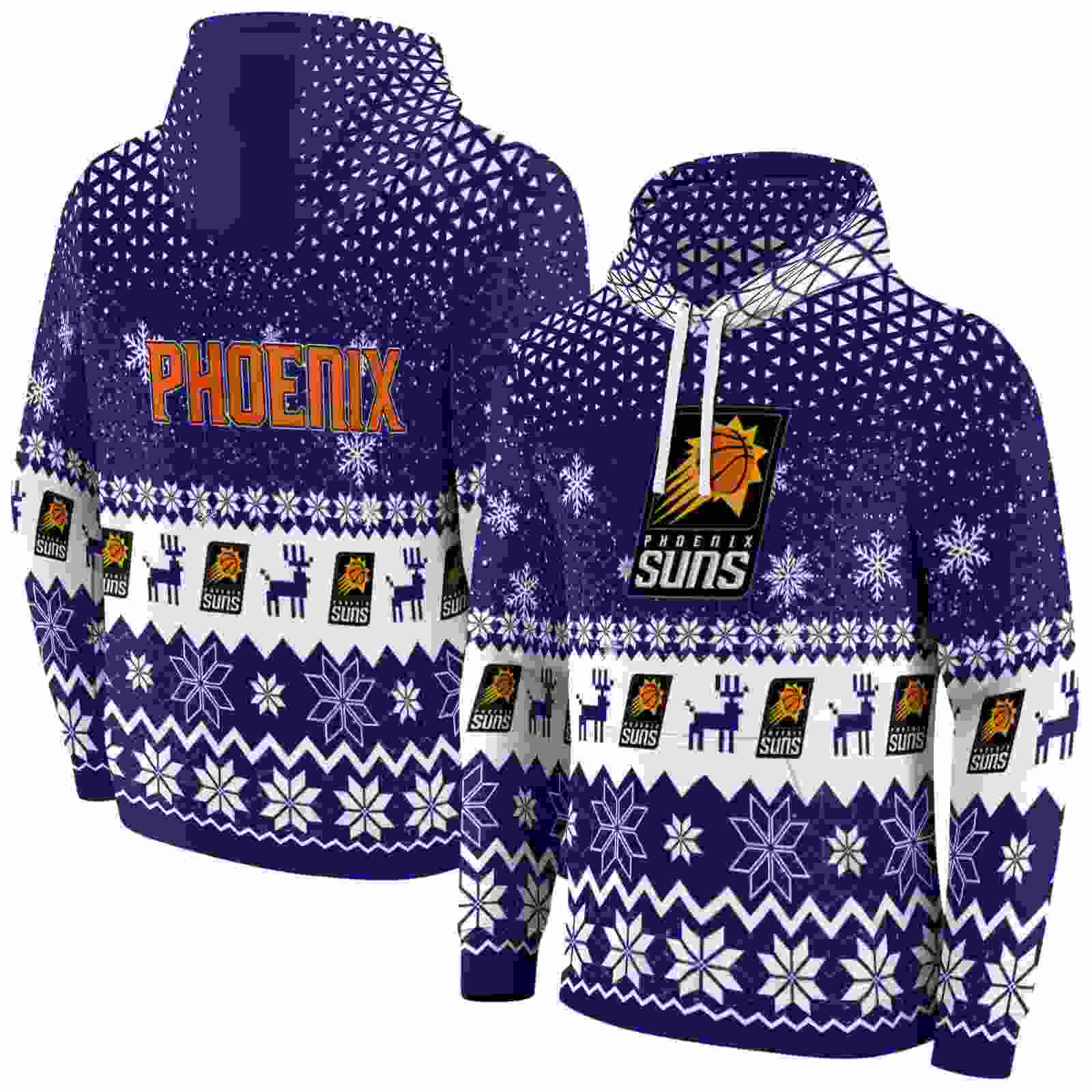 phoenix suns reindeer motif purple hoodie fashion forward