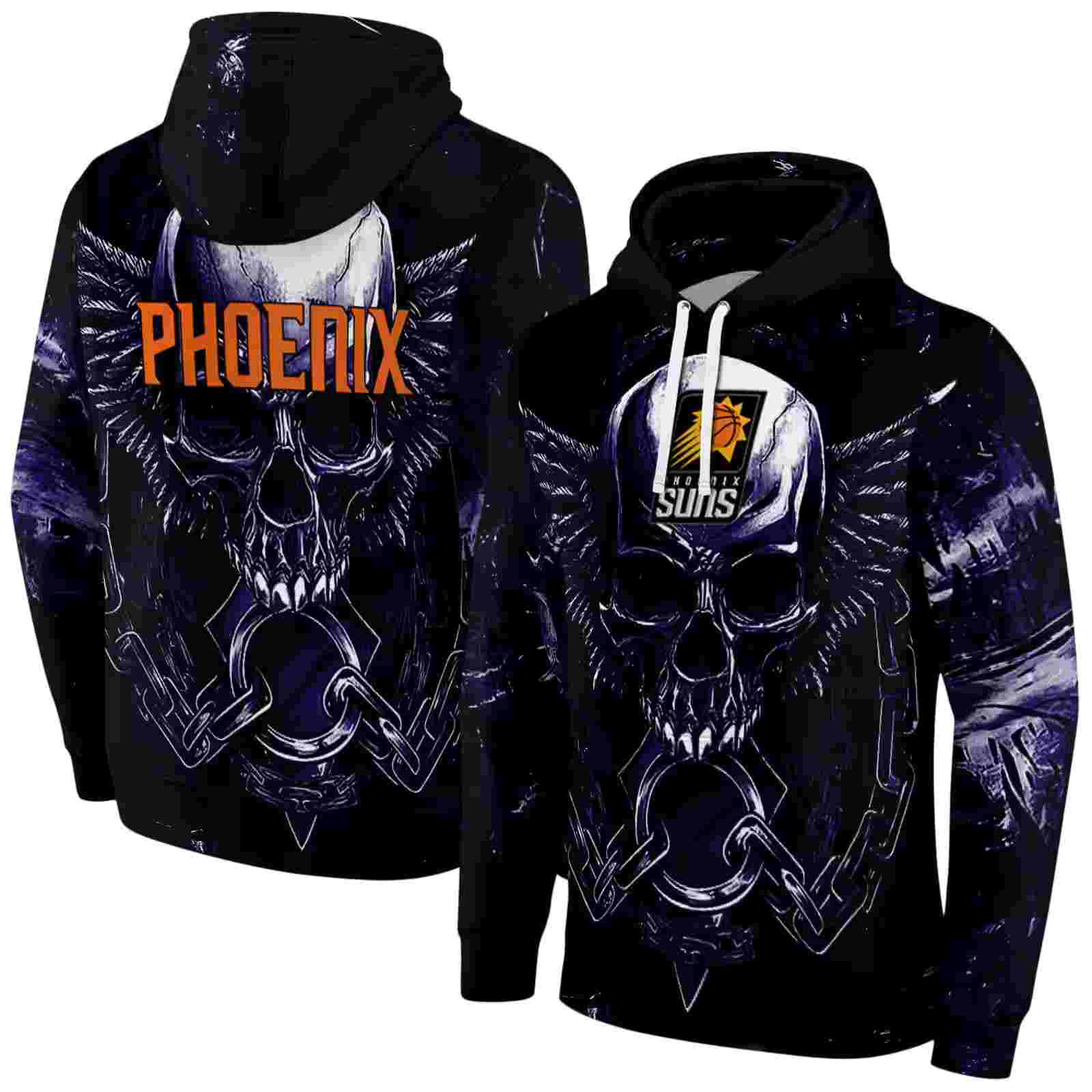 phoenix suns skull artwork purple black hoodie fashion forward