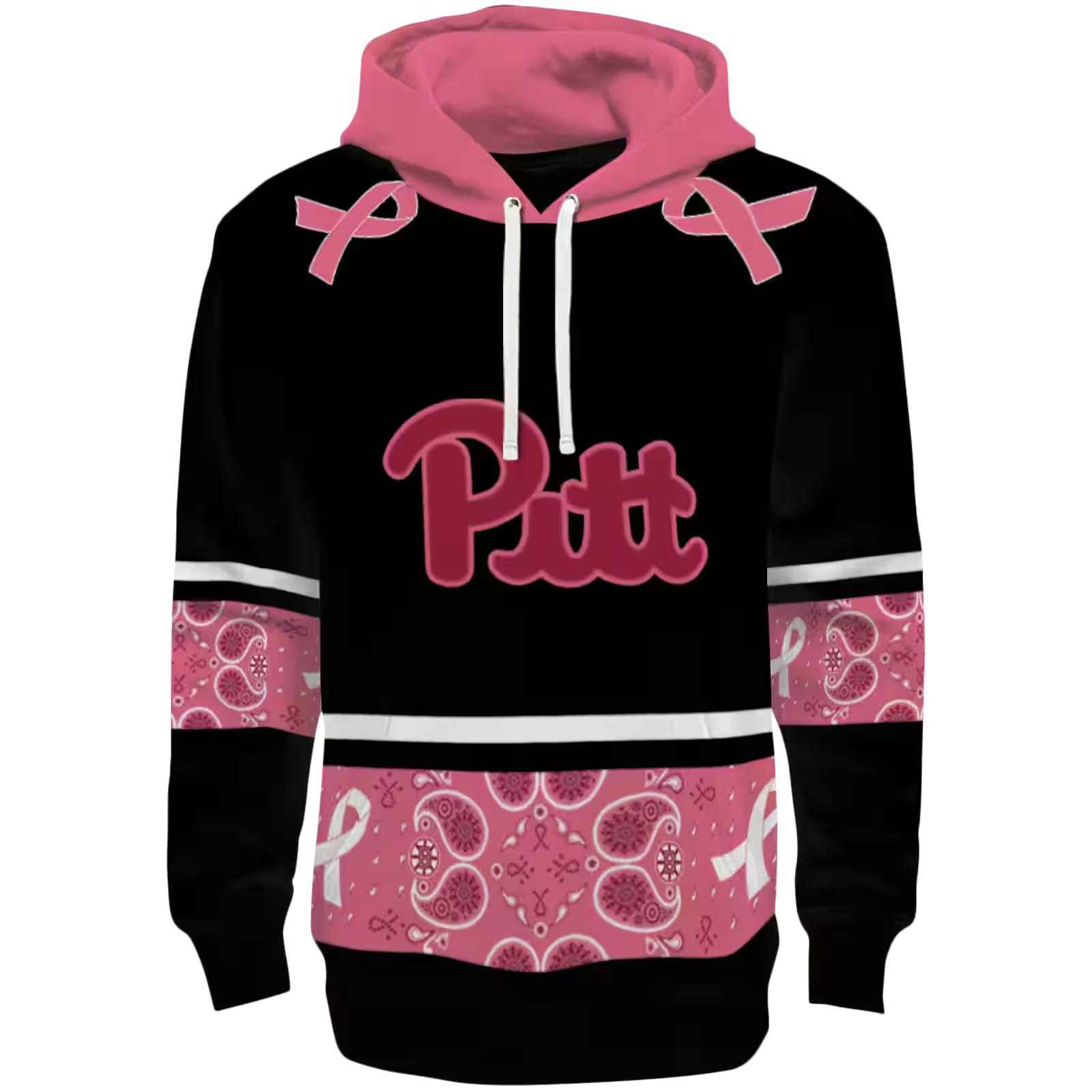 Pittsburgh Panthers Awareness Ribbon Black Pink Hoodie