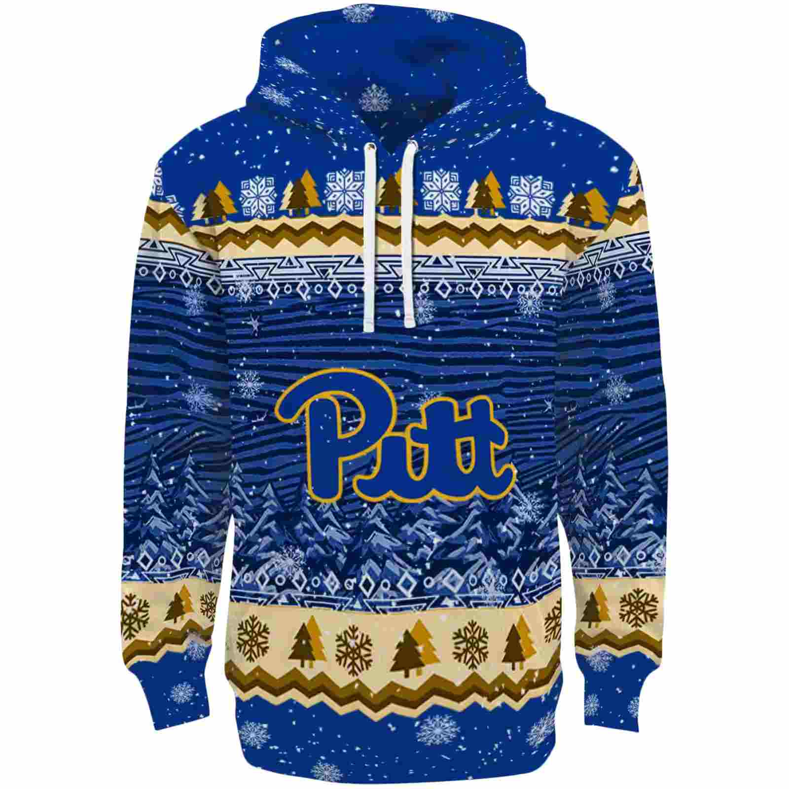 Pittsburgh Panthers Christmas Trees Royal Blue Hoodie
