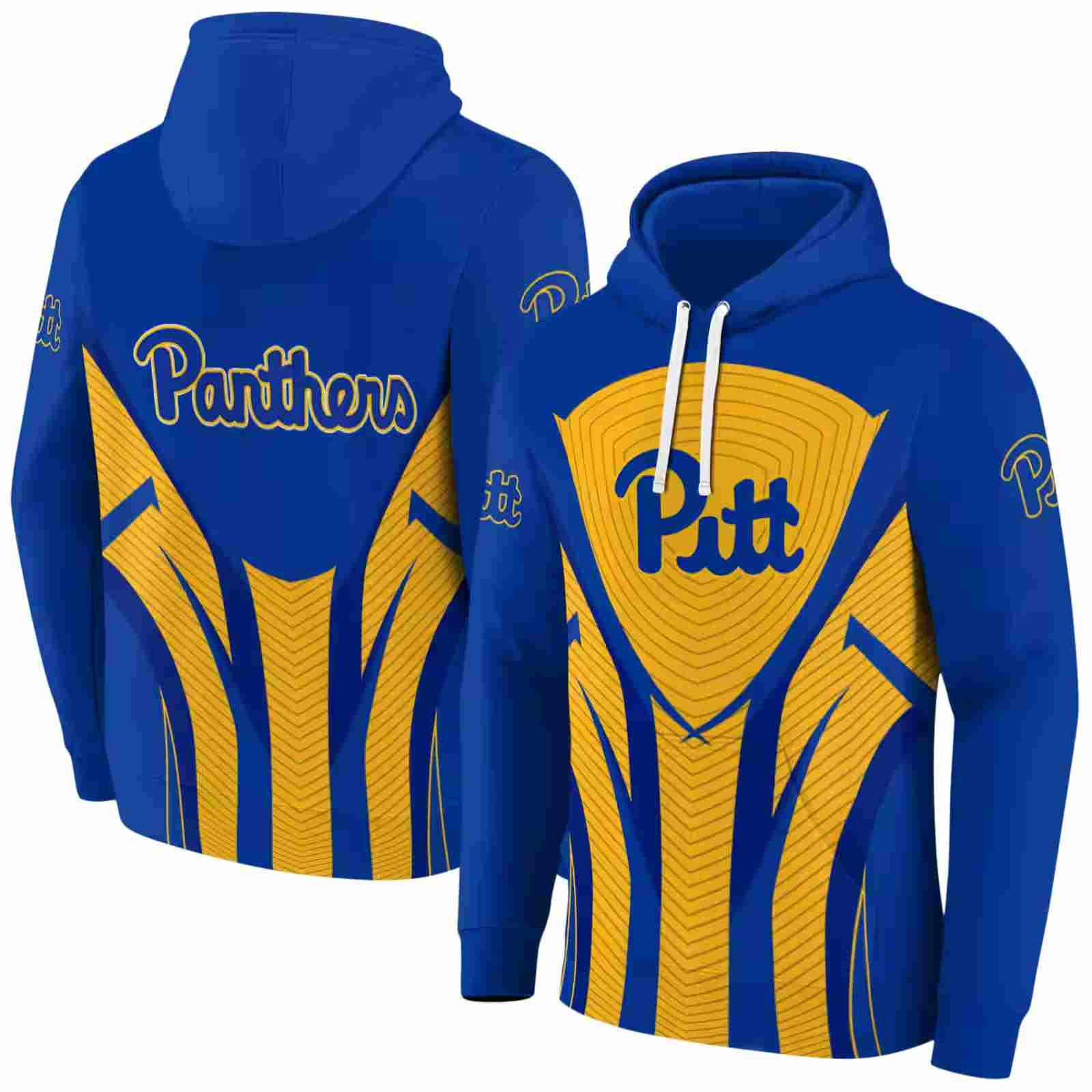 pittsburgh panthers concentric lines royal blue black hoodie fashion forward