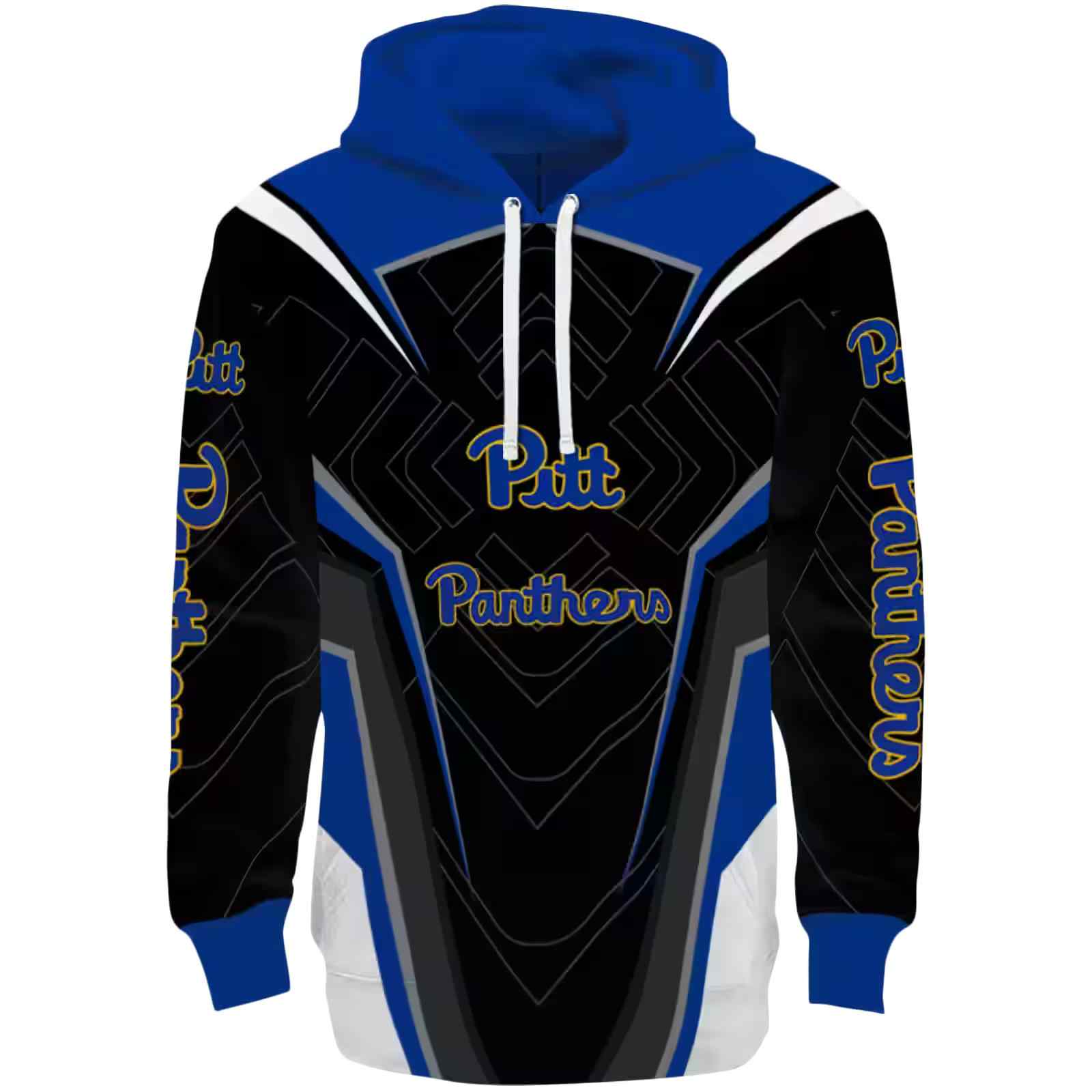 Pittsburgh Panthers Futuristic Pattern Royal Blue Black Hoodie