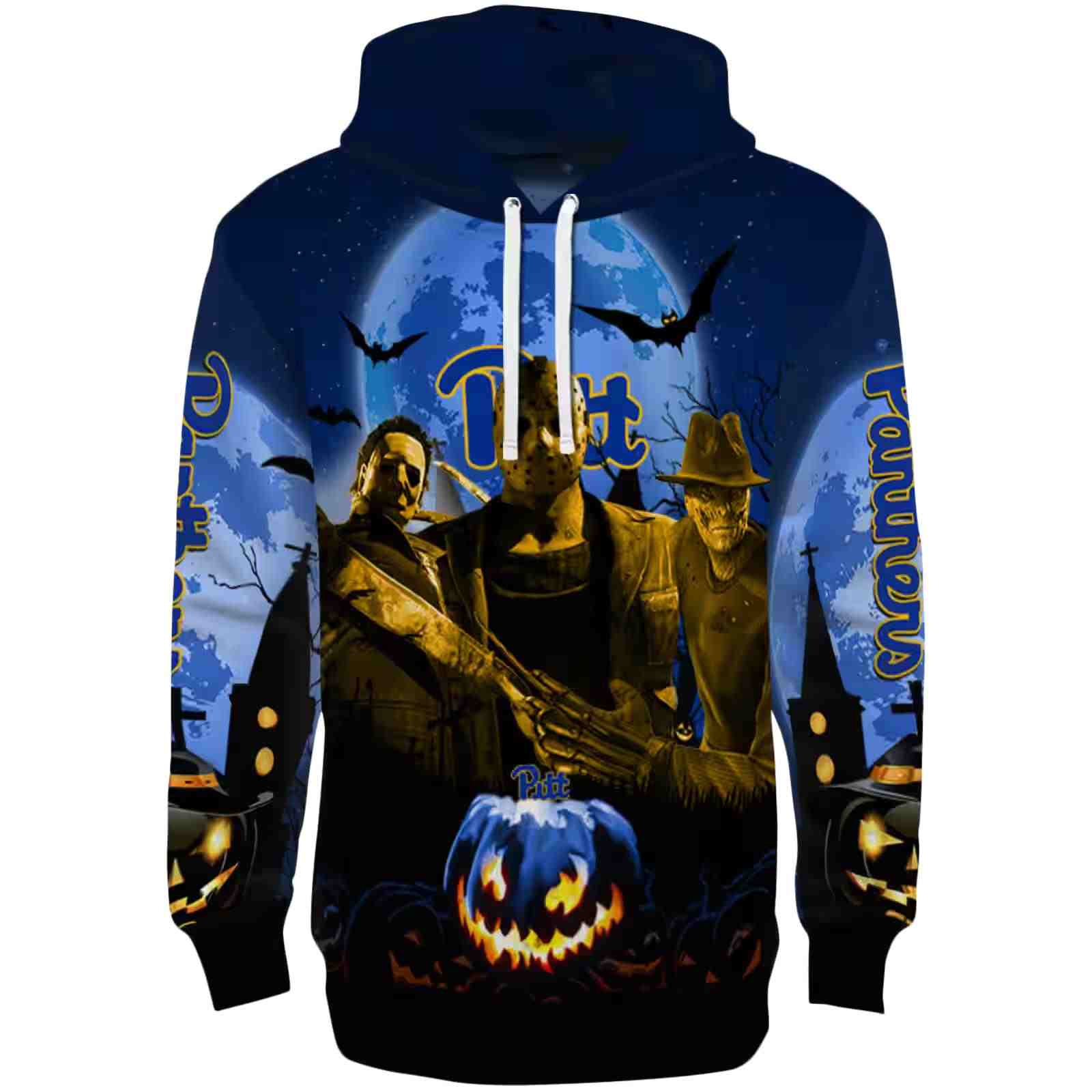 Pittsburgh Panthers Halloween Vibes Royal Blue Black Hoodie