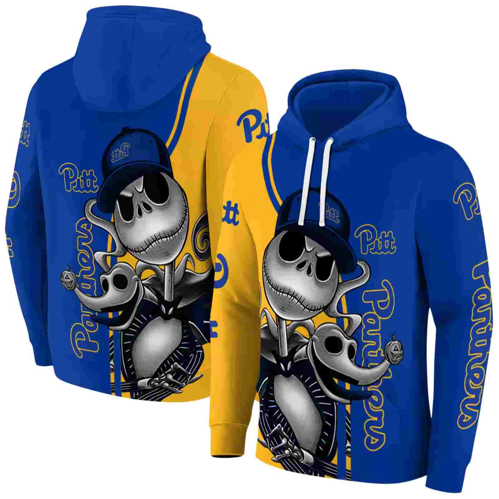 pittsburgh panthers jack skellington royal blue hoodie fashion forward