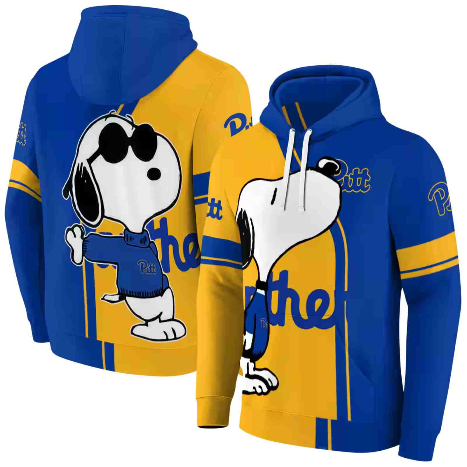 pittsburgh panthers playful snoopy royal blue hoodie fashion forward
