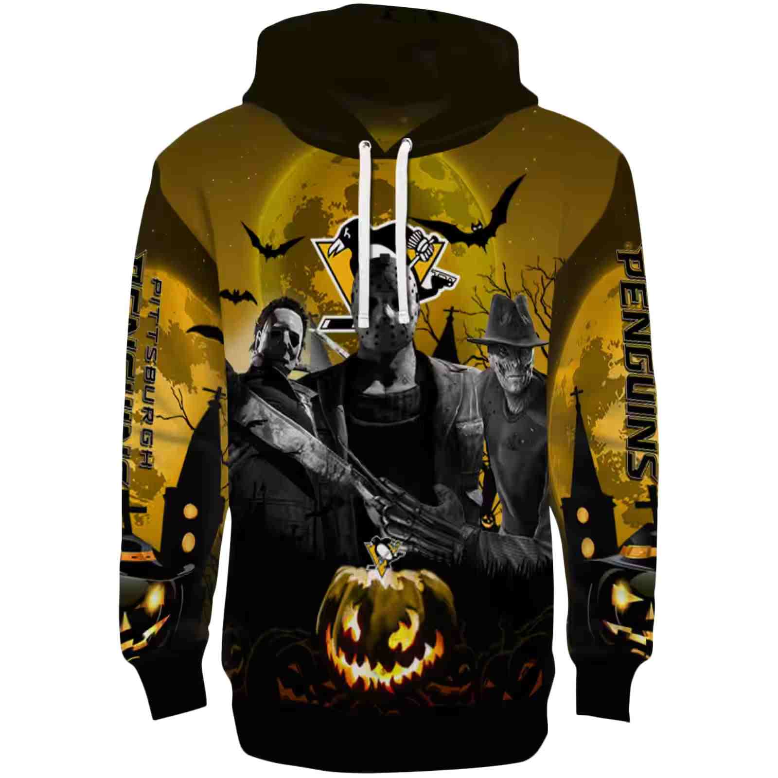 Pittsburgh Penguins Halloween Vibes Yellow Black Hoodie