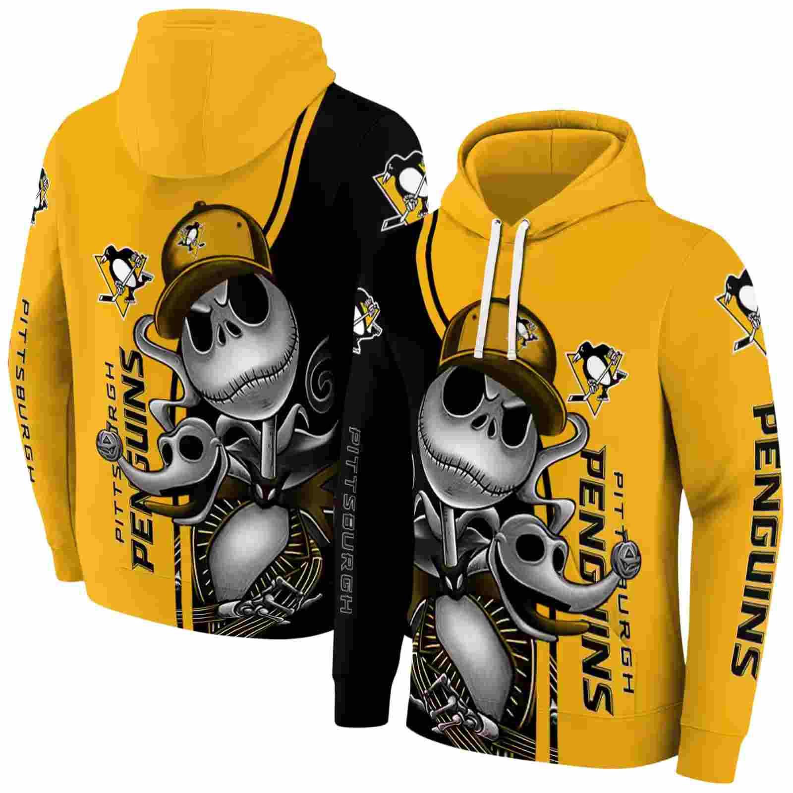 pittsburgh penguins jack skellington yellow hoodie fashion forward