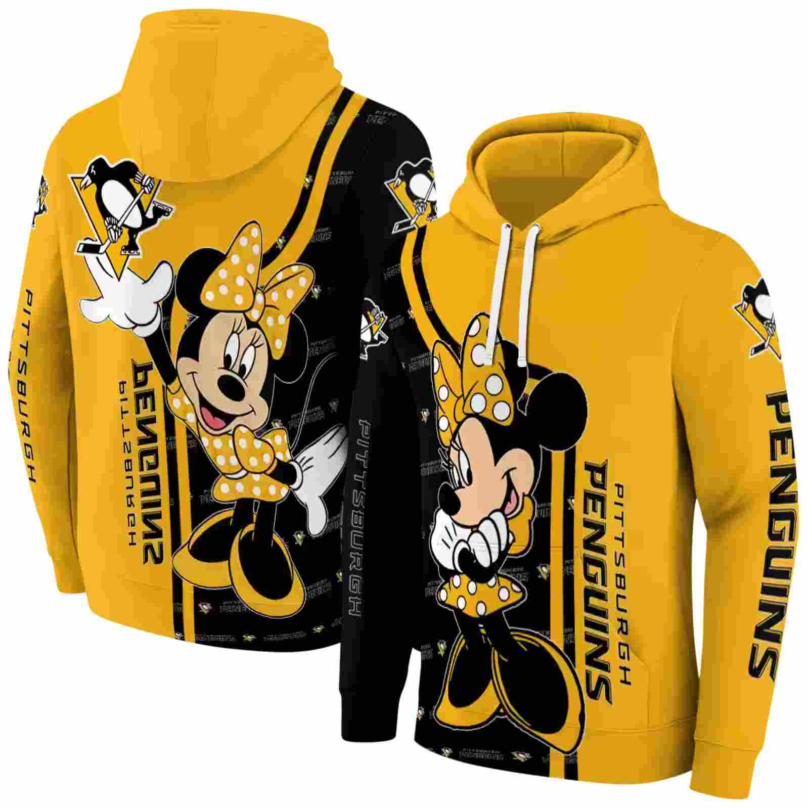 pittsburgh penguins minnie mouse yellow hoodie fashion forward