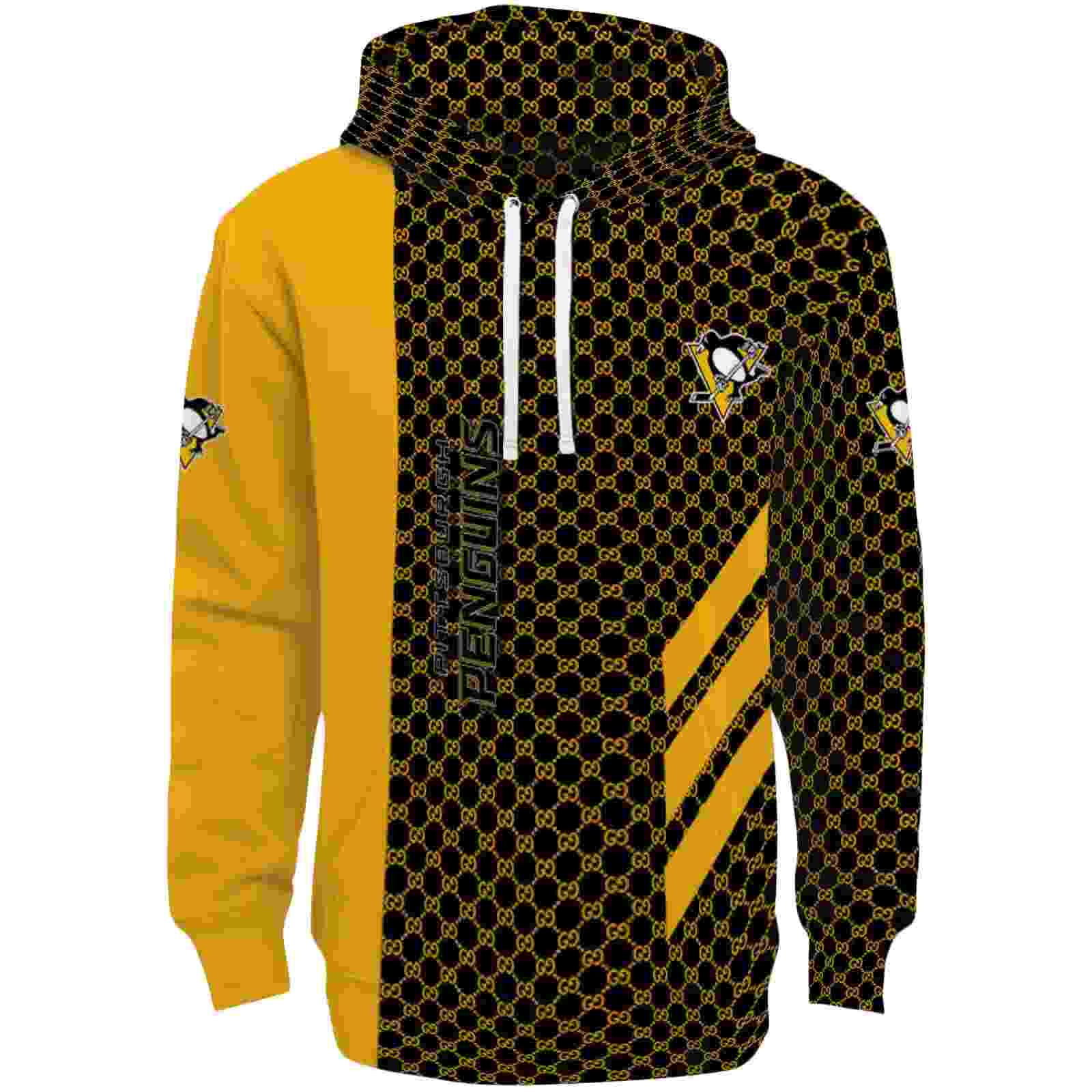 Pittsburgh Penguins Monogram Pattern Yellow Hoodie