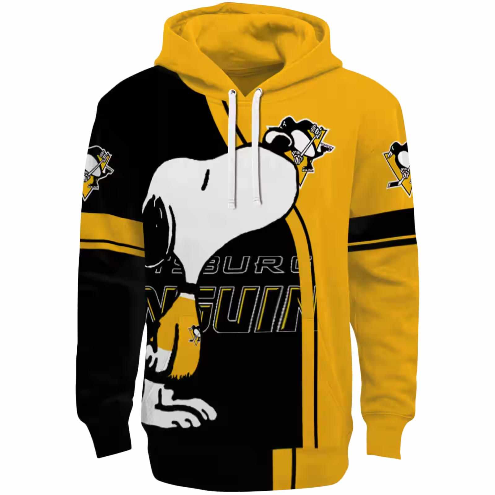 Pittsburgh Penguins Playful Snoopy Yellow Hoodie