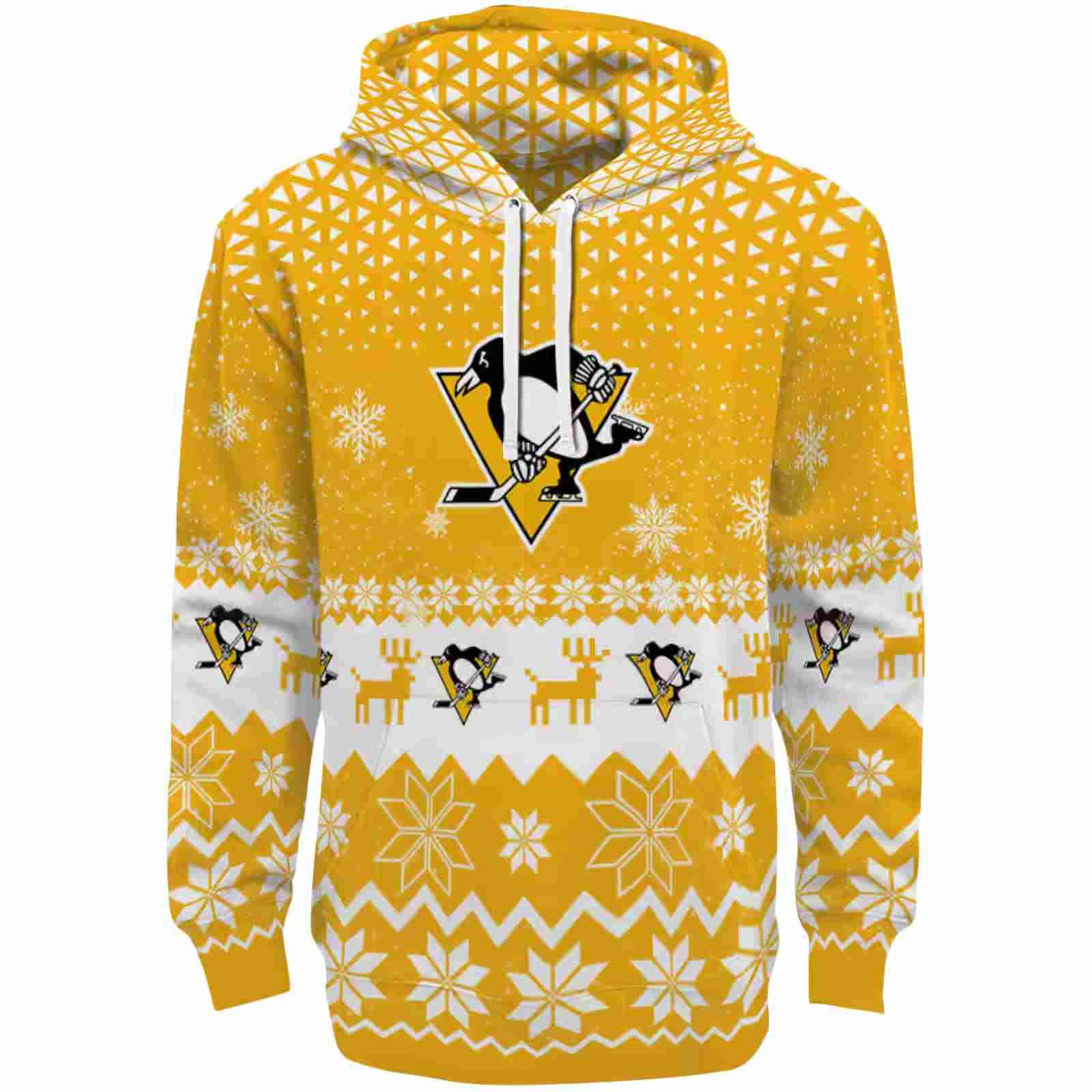 Pittsburgh Penguins Reindeer Motif Yellow Hoodie