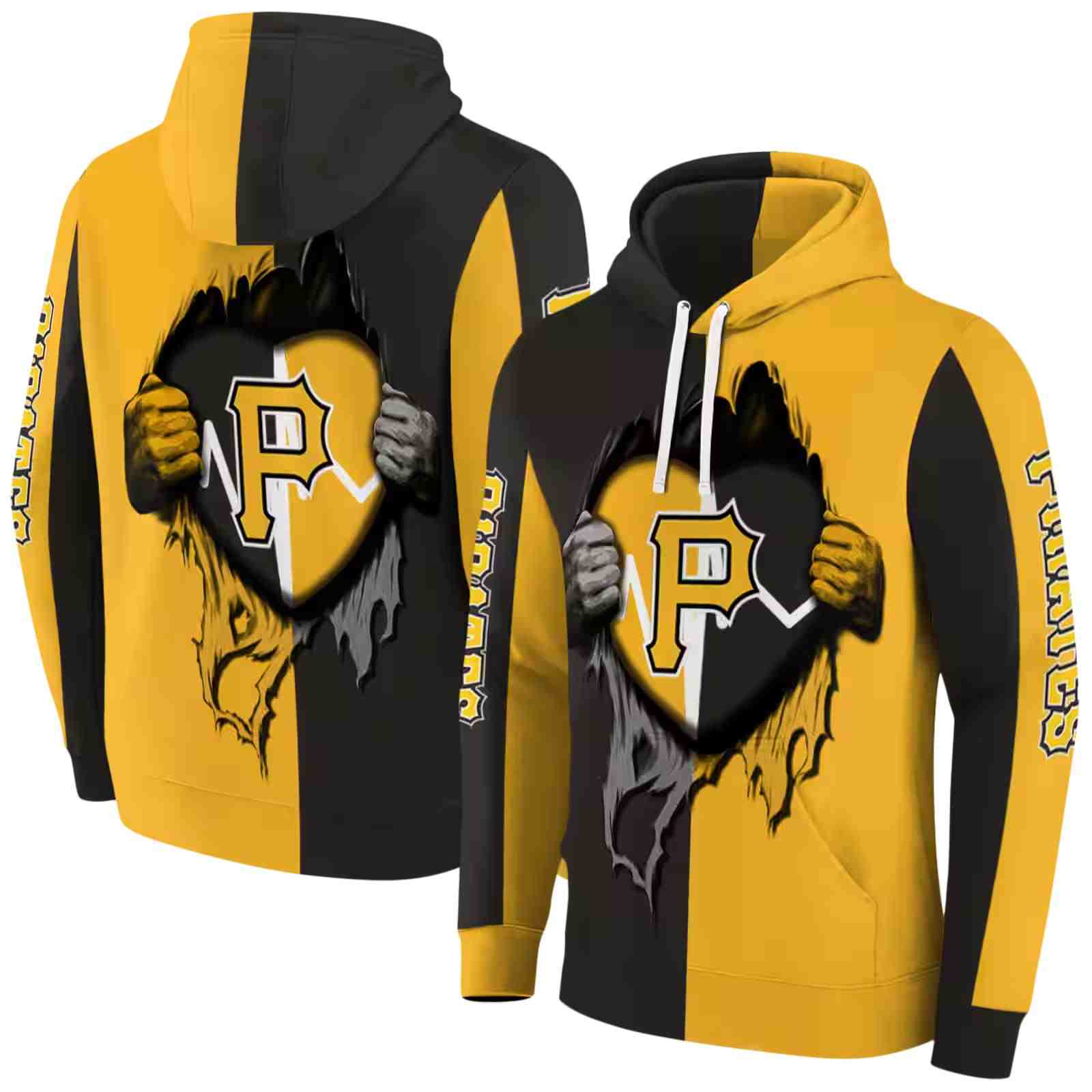 pittsburgh pirates heartbeat graphic black hoodie fashion forward