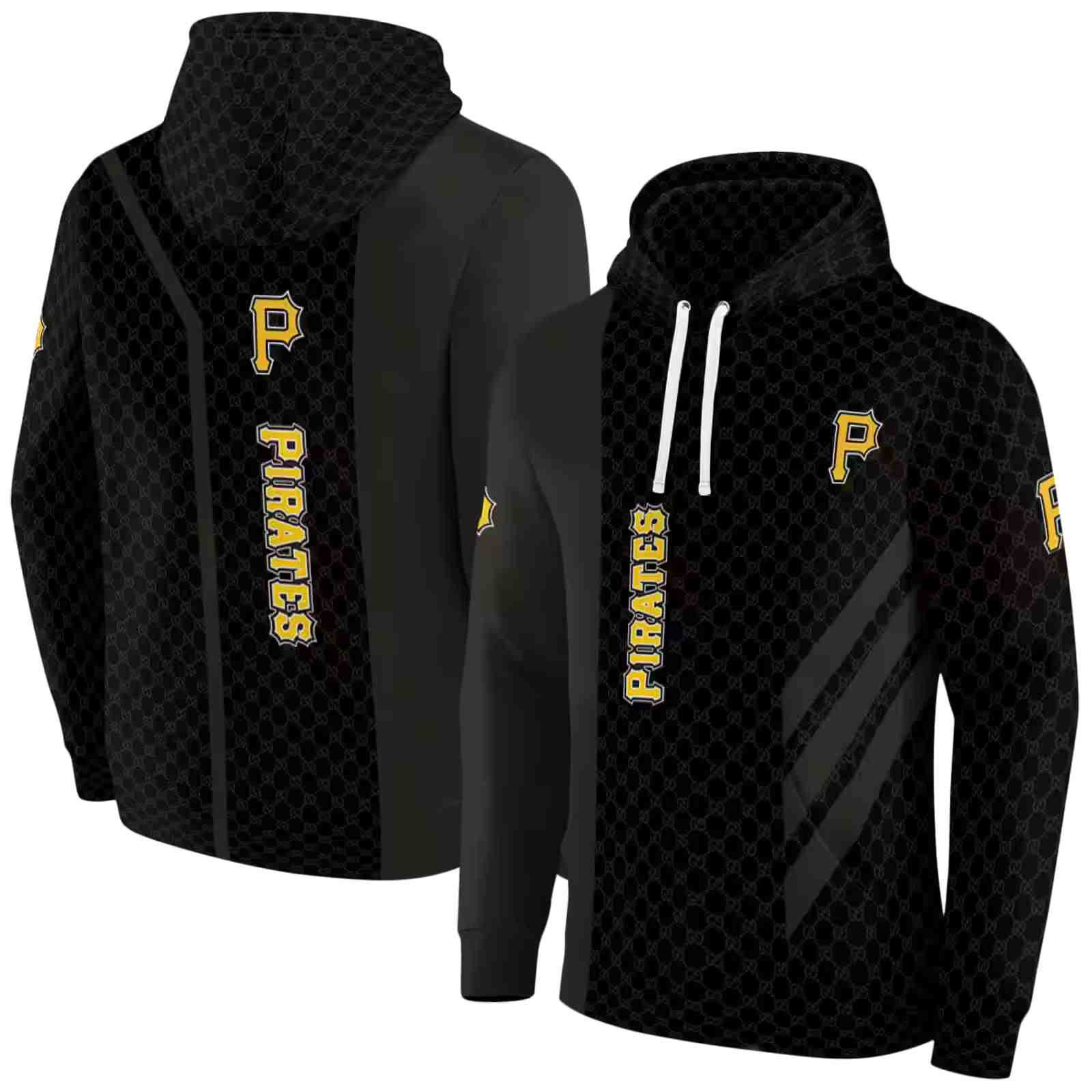 pittsburgh pirates monogram pattern black hoodie fashion forward