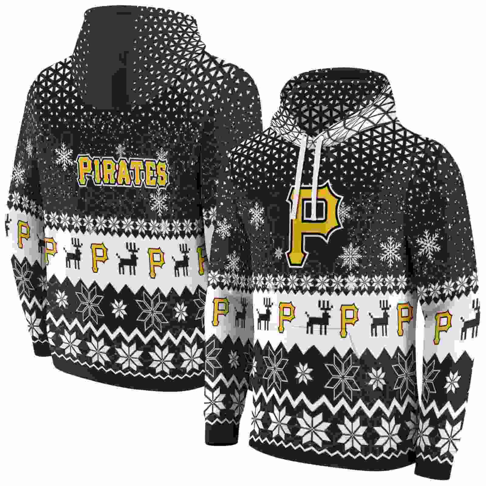 pittsburgh pirates reindeer motif black hoodie fashion forward