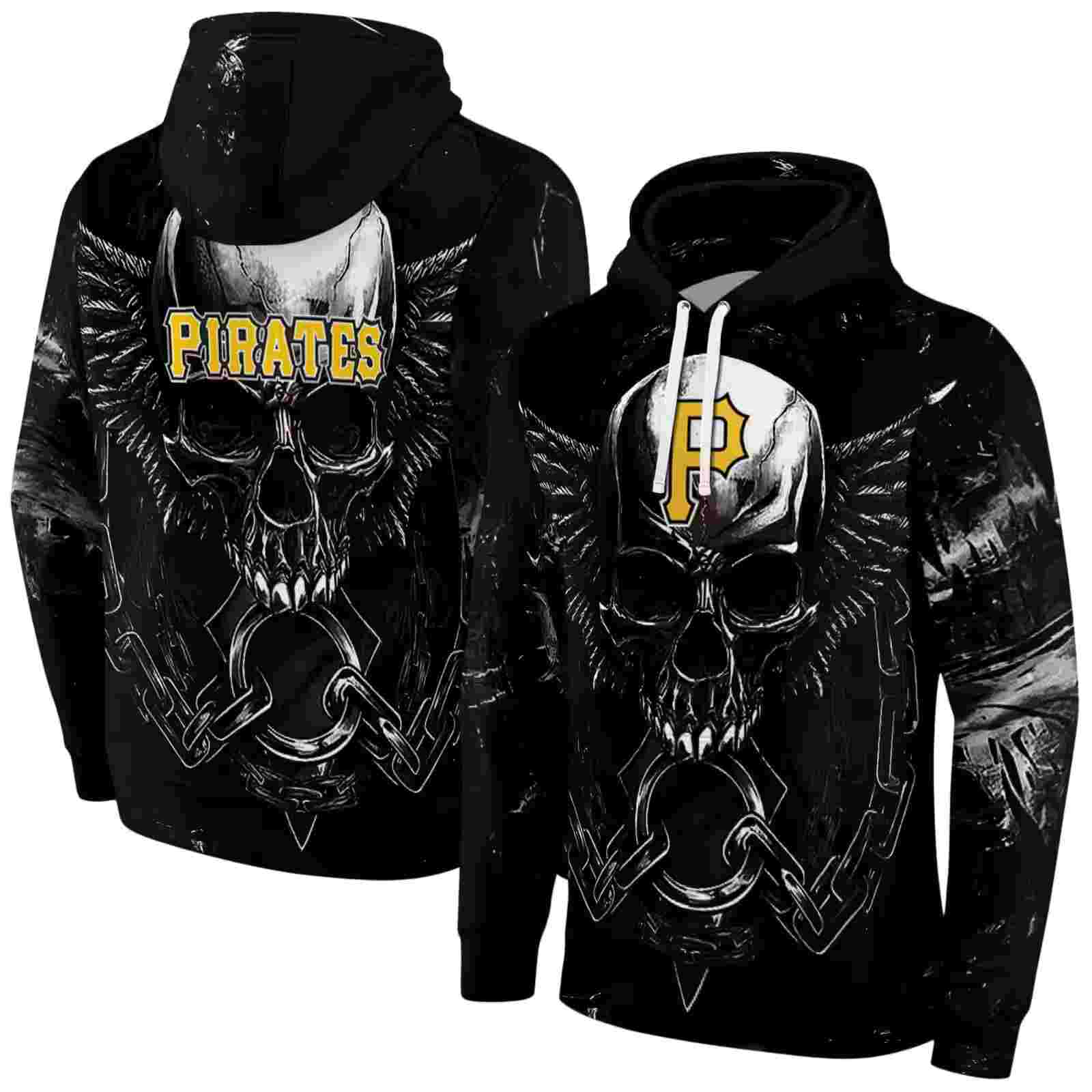 pittsburgh pirates skull artwork black hoodie fashion forward