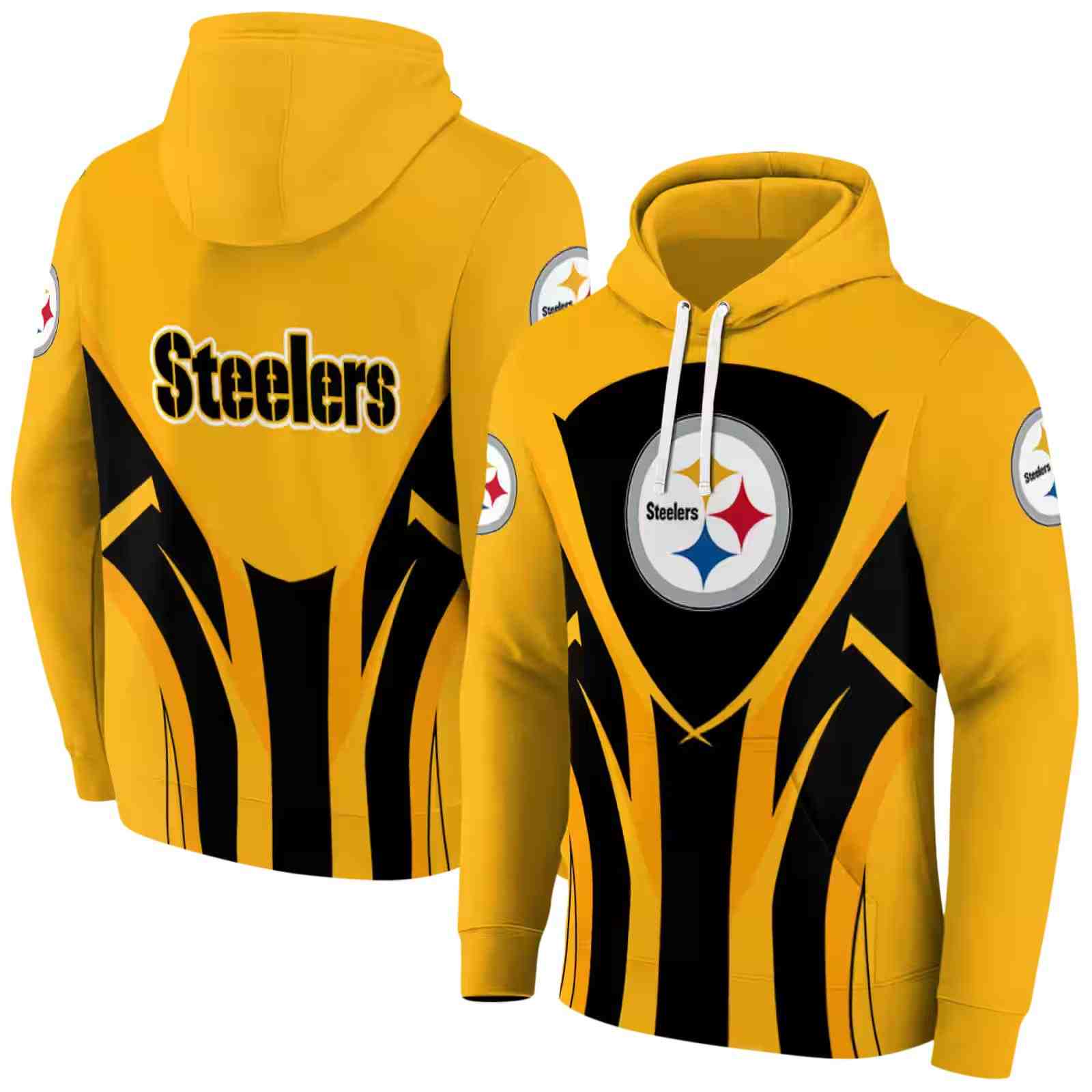 pittsburgh steelers concentric lines gold black hoodie fashion forward