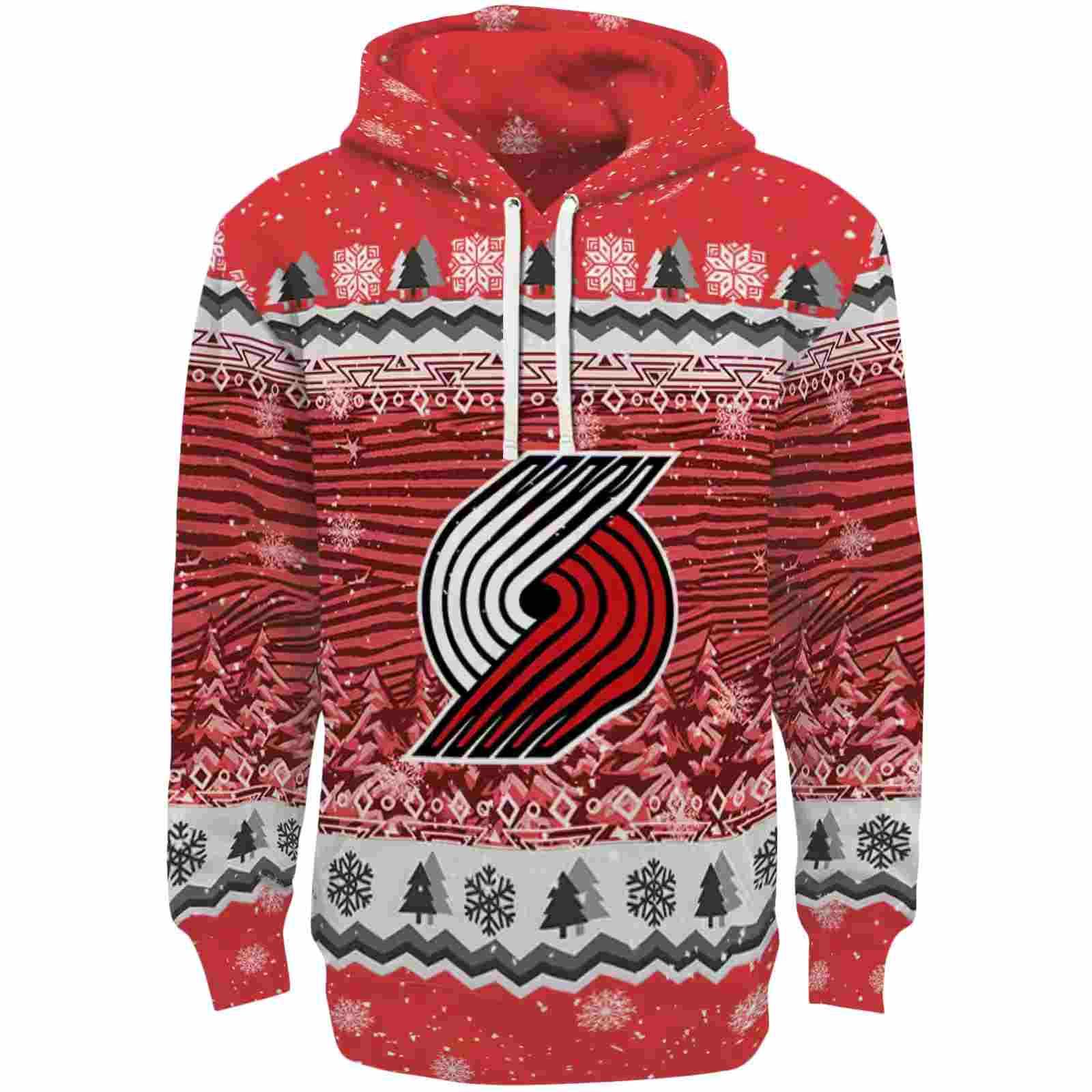 Portland Trail Blazers Christmas Trees Red Hoodie