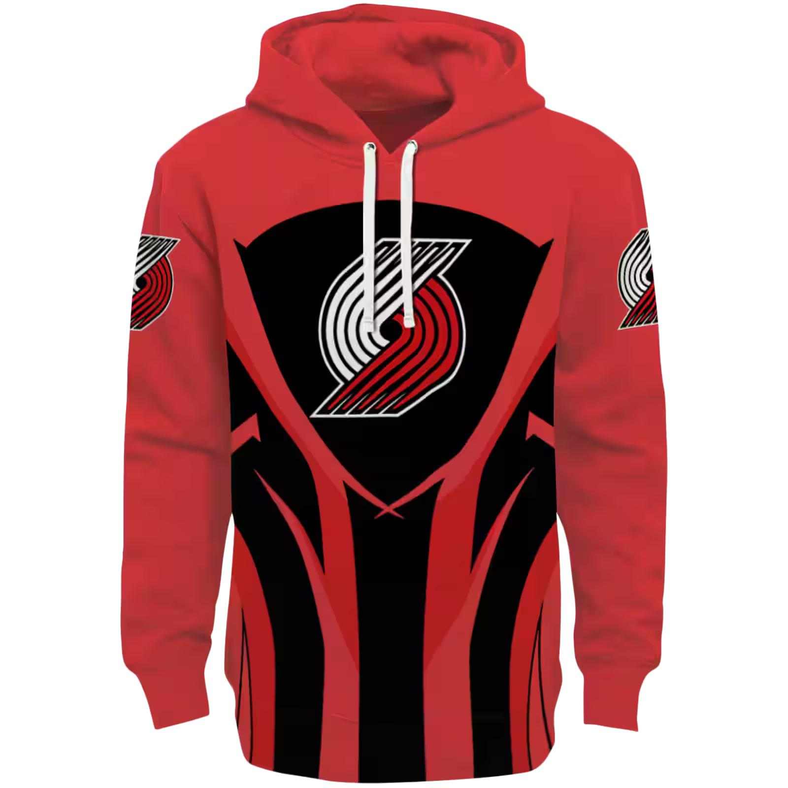 Portland Trail Blazers Concentric Lines Red Black Hoodie