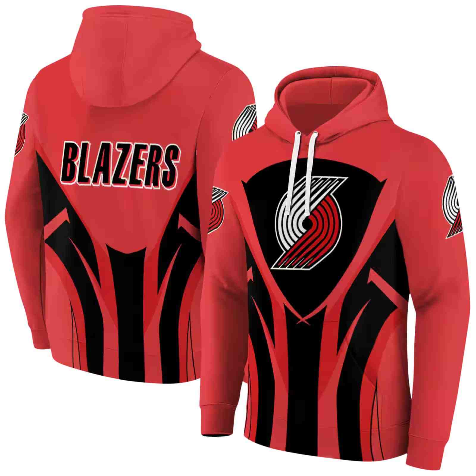 portland trail blazers concentric lines red black hoodie fashion forward