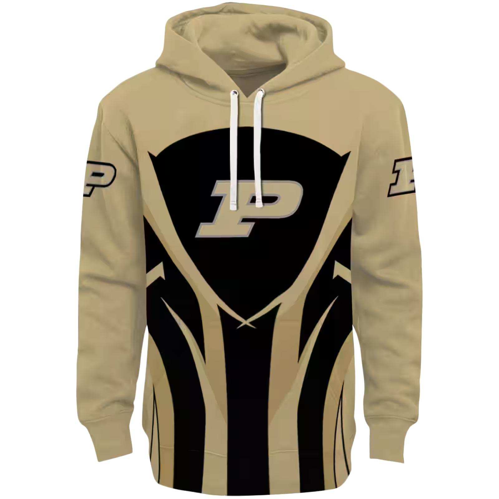 Purdue Boilermakers Concentric Lines Gold Black Hoodie