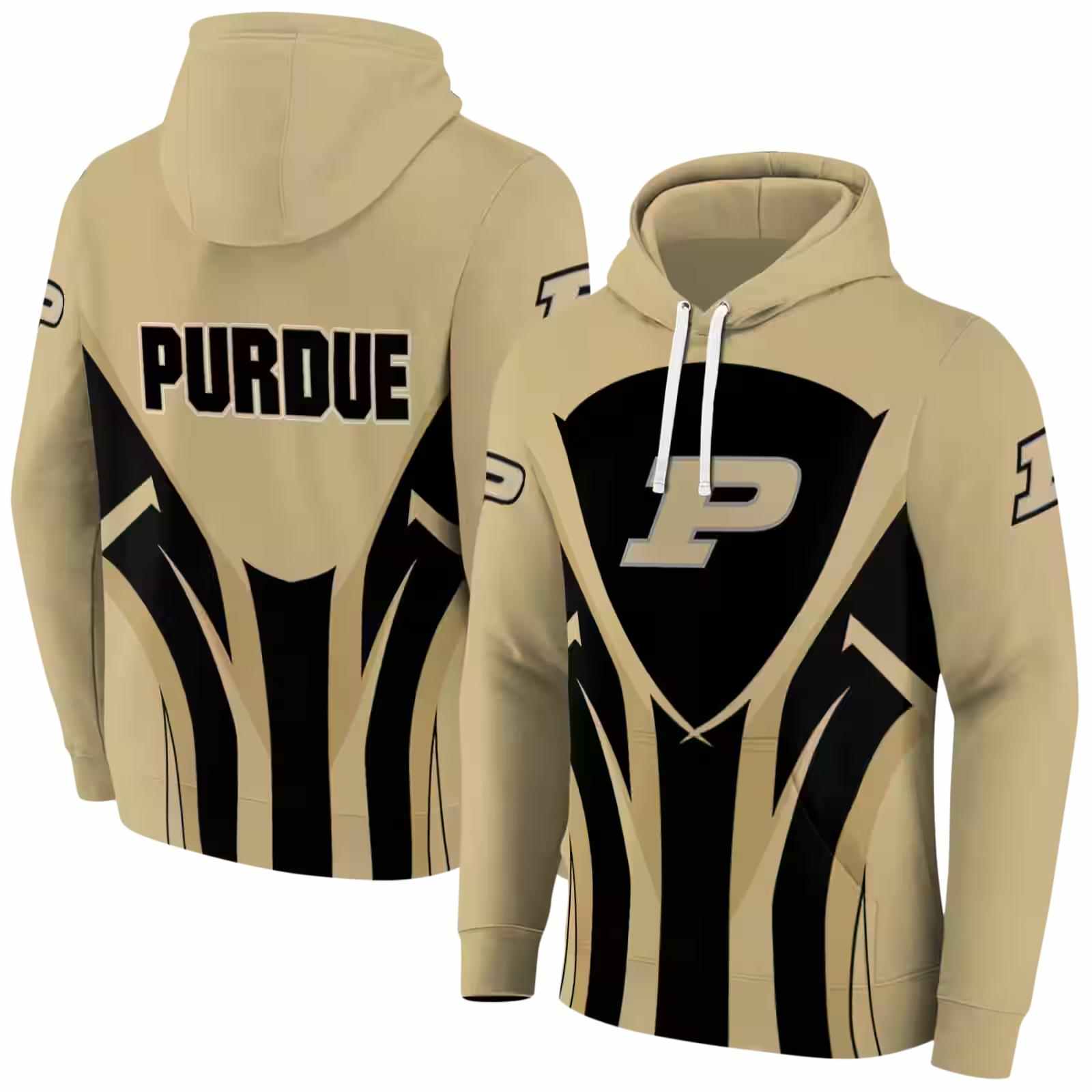 purdue boilermakers concentric lines gold black hoodie fashion forward