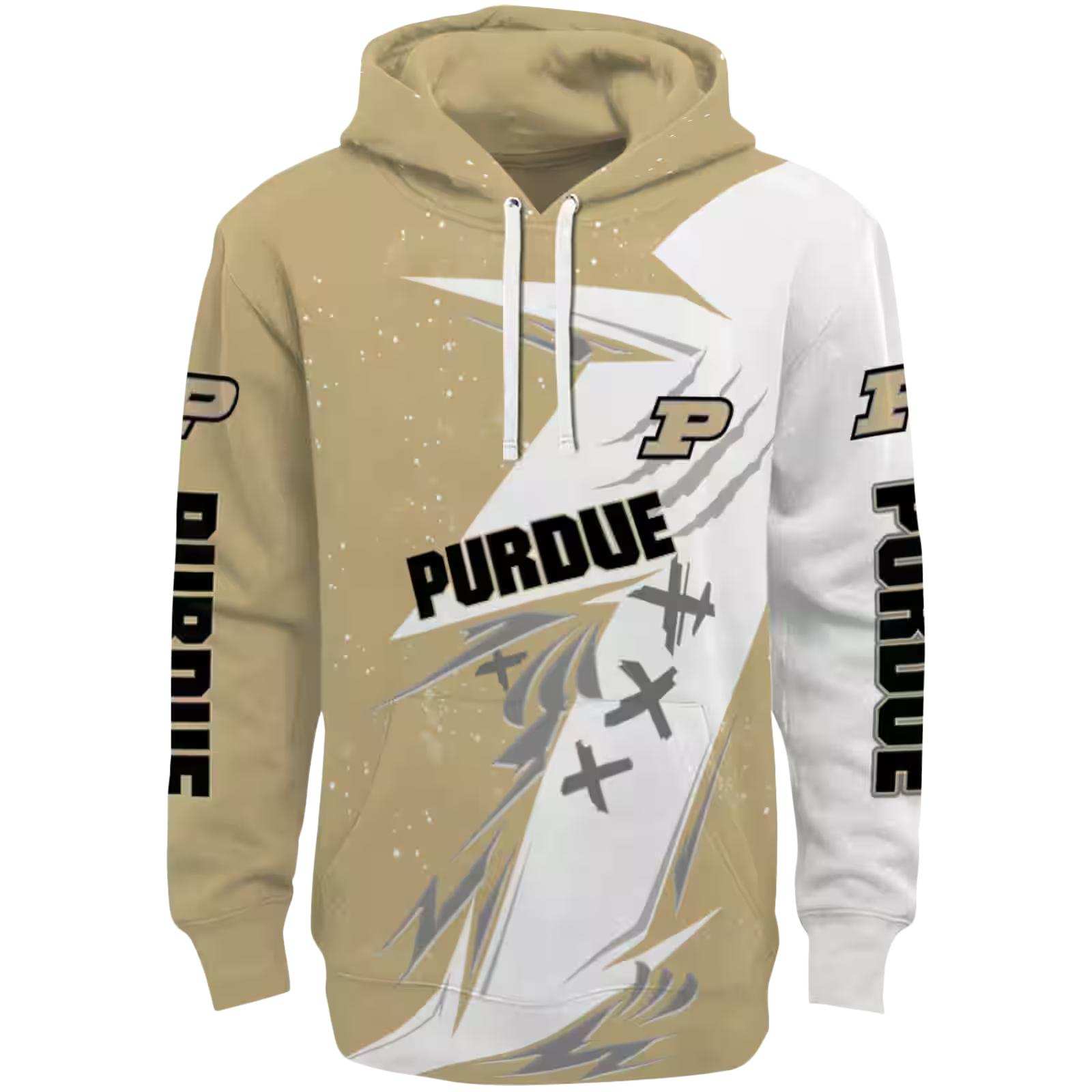 Purdue Boilermakers Dynamic Slash Gold White Hoodie