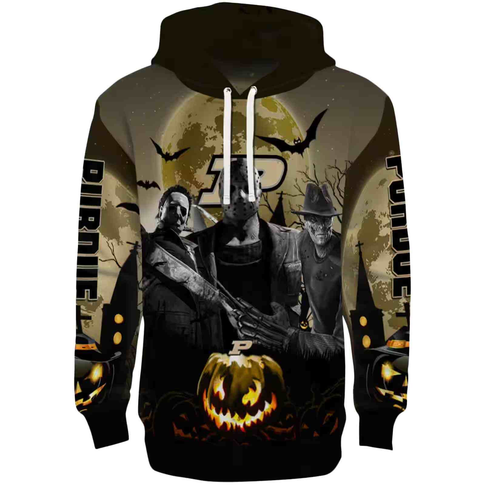 Purdue Boilermakers Halloween Vibes Gold Black Hoodie