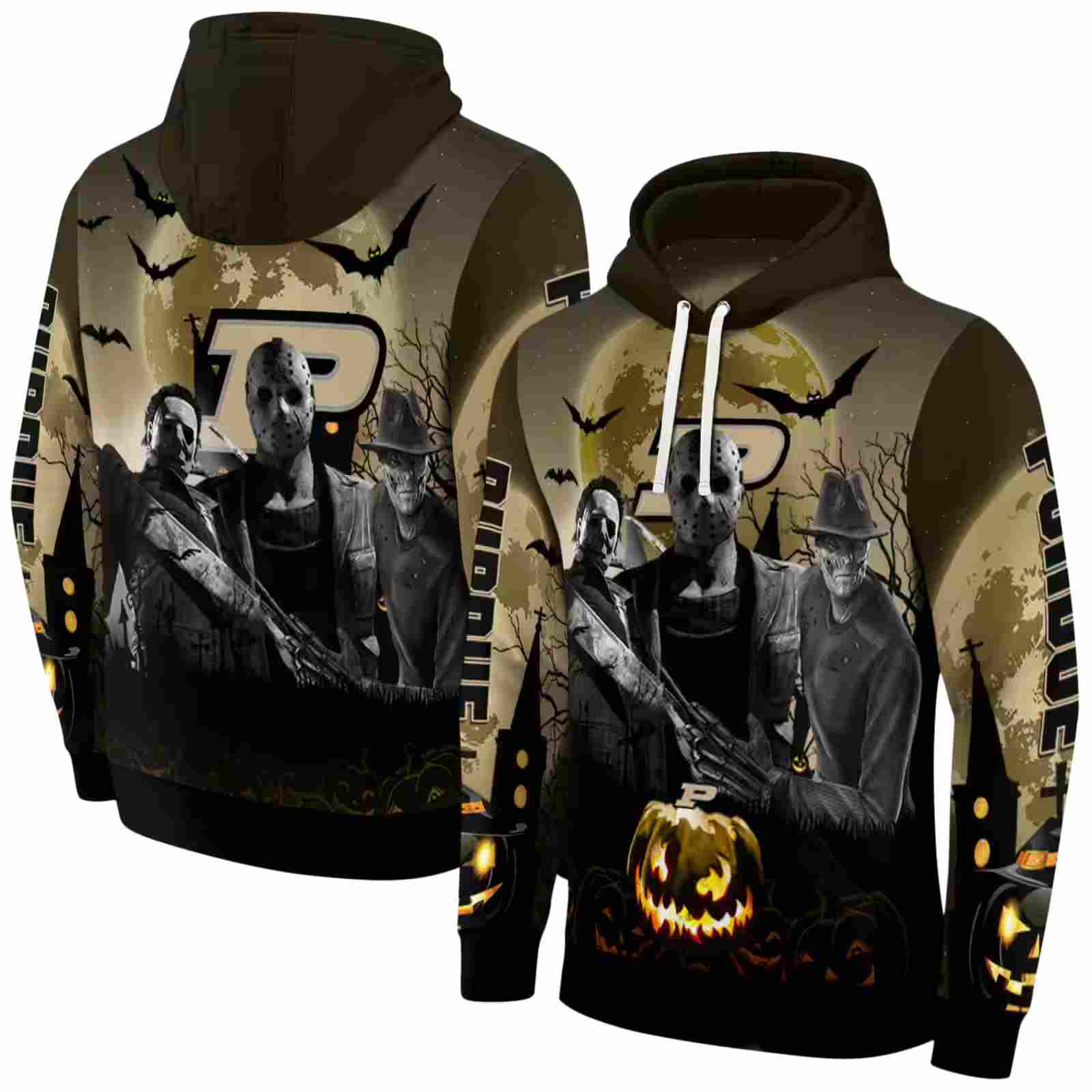 purdue boilermakers halloween vibes gold black hoodie fashion forward