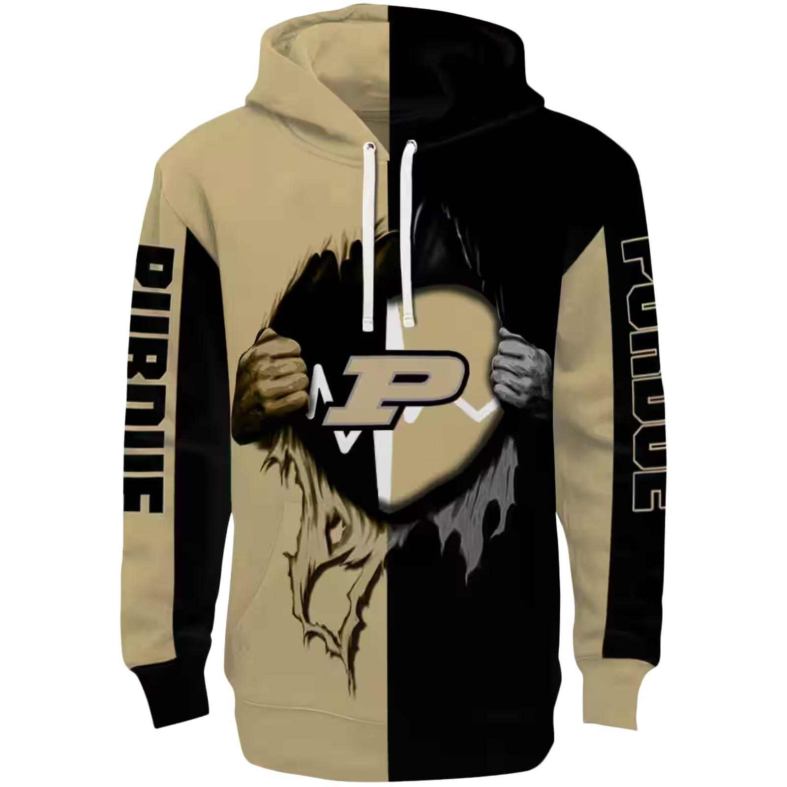 Purdue Boilermakers Heartbeat Graphic Gold Hoodie