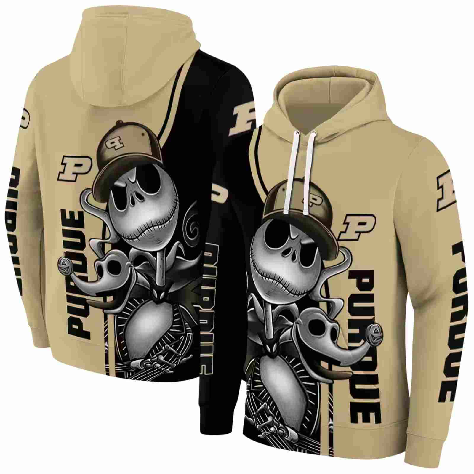 purdue boilermakers jack skellington gold hoodie fashion forward