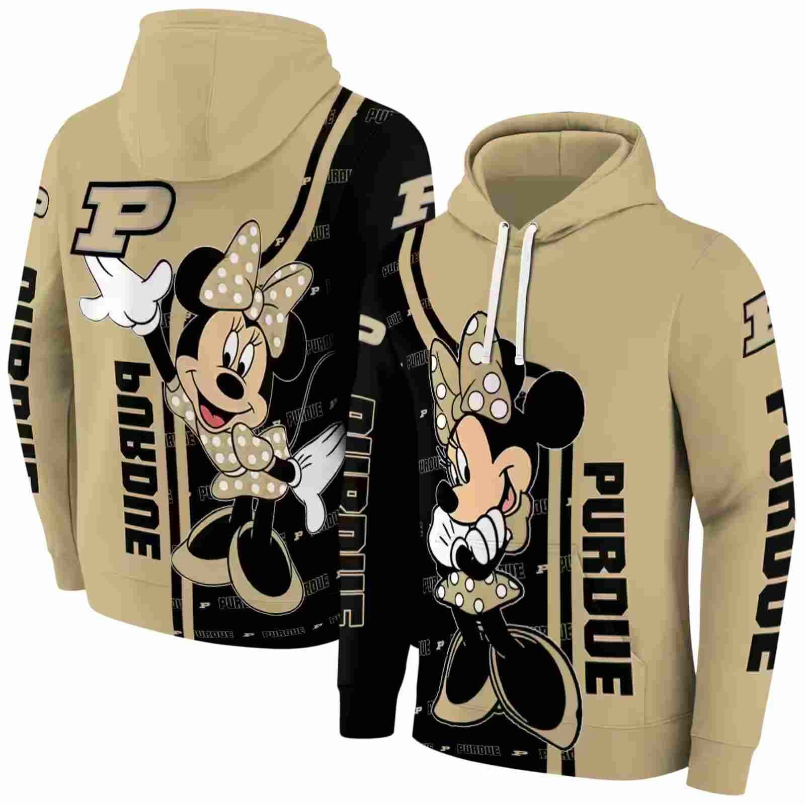purdue boilermakers minnie mouse gold hoodie fashion forward