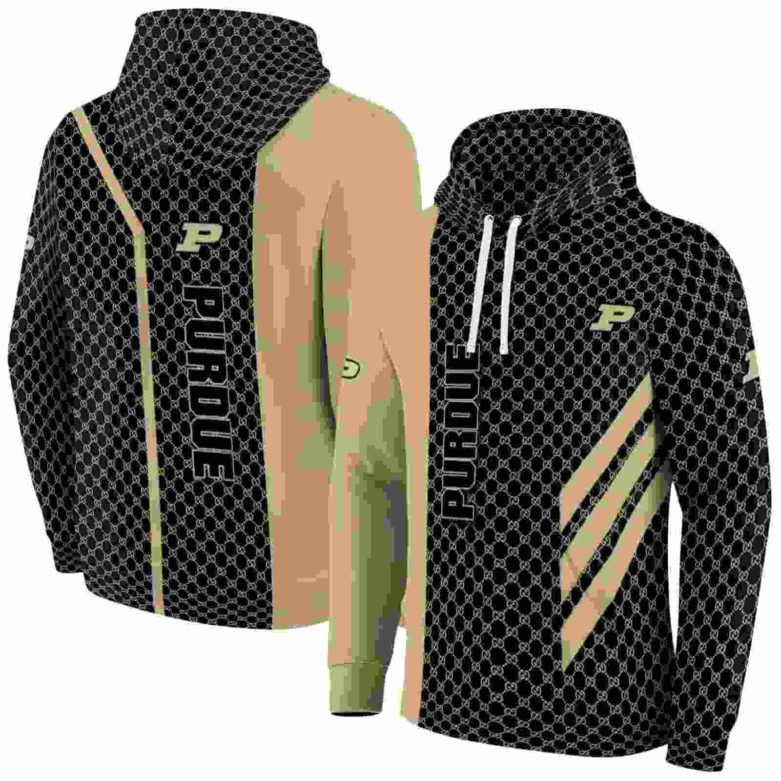 purdue boilermakers monogram pattern gold hoodie fashion forward