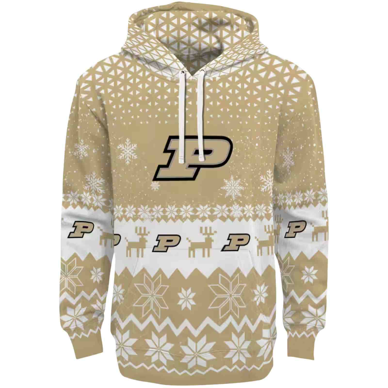 Purdue Boilermakers Reindeer Motif Gold Hoodie