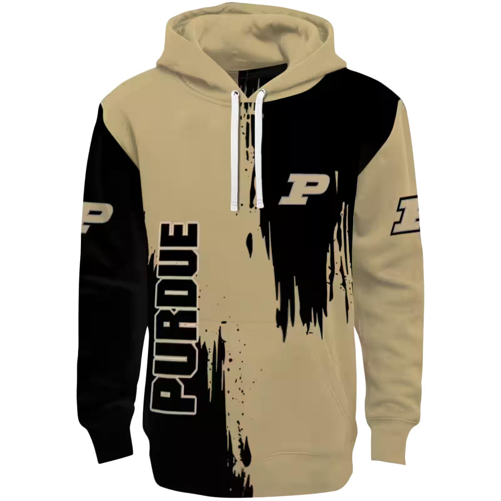 Purdue Boilermakers Splatter Effect Gold Hoodie
