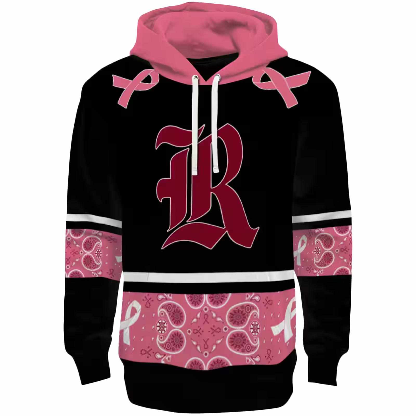 Rice Owls Awareness Ribbon Black Pink Hoodie