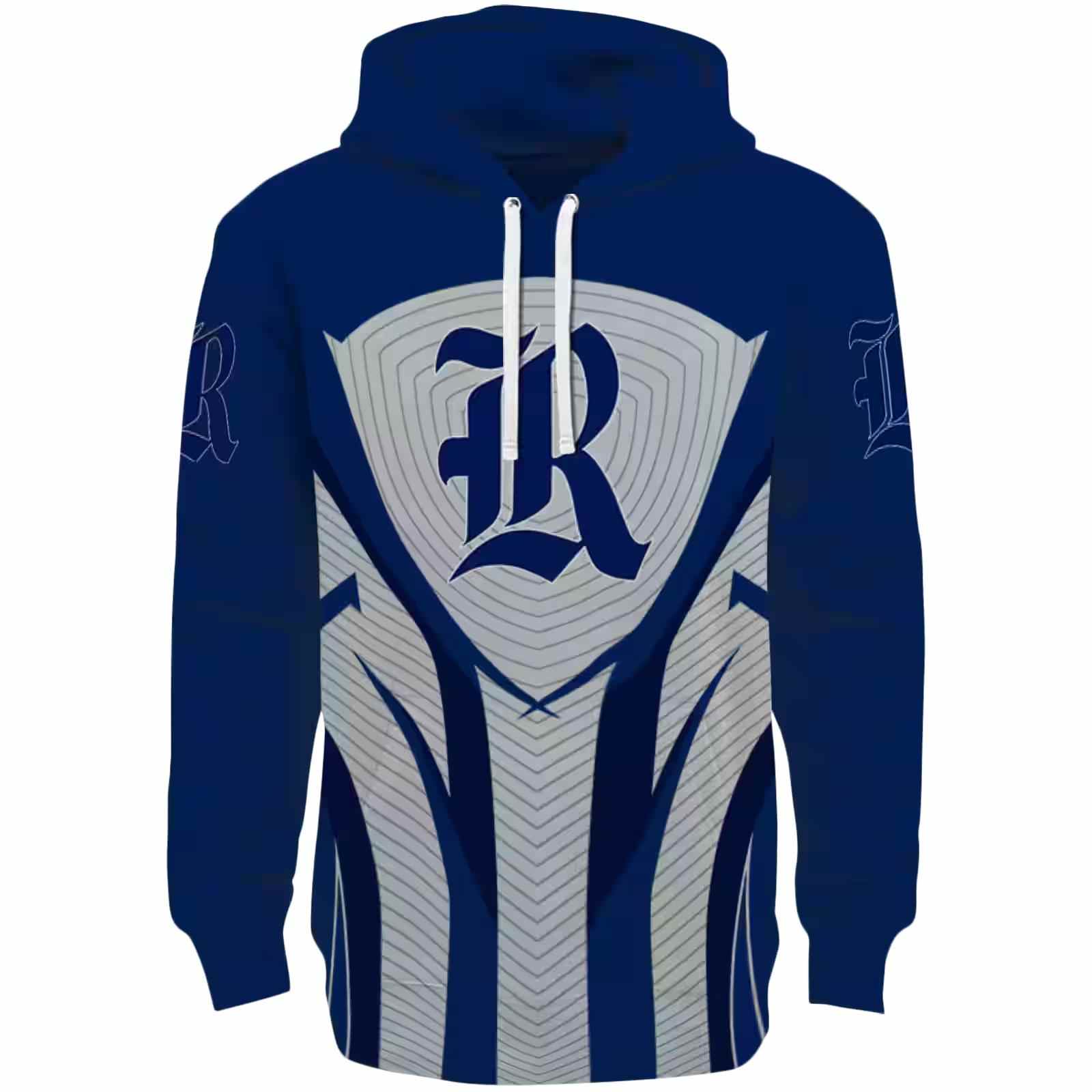 Rice Owls Concentric Lines Navy Blue Black Hoodie
