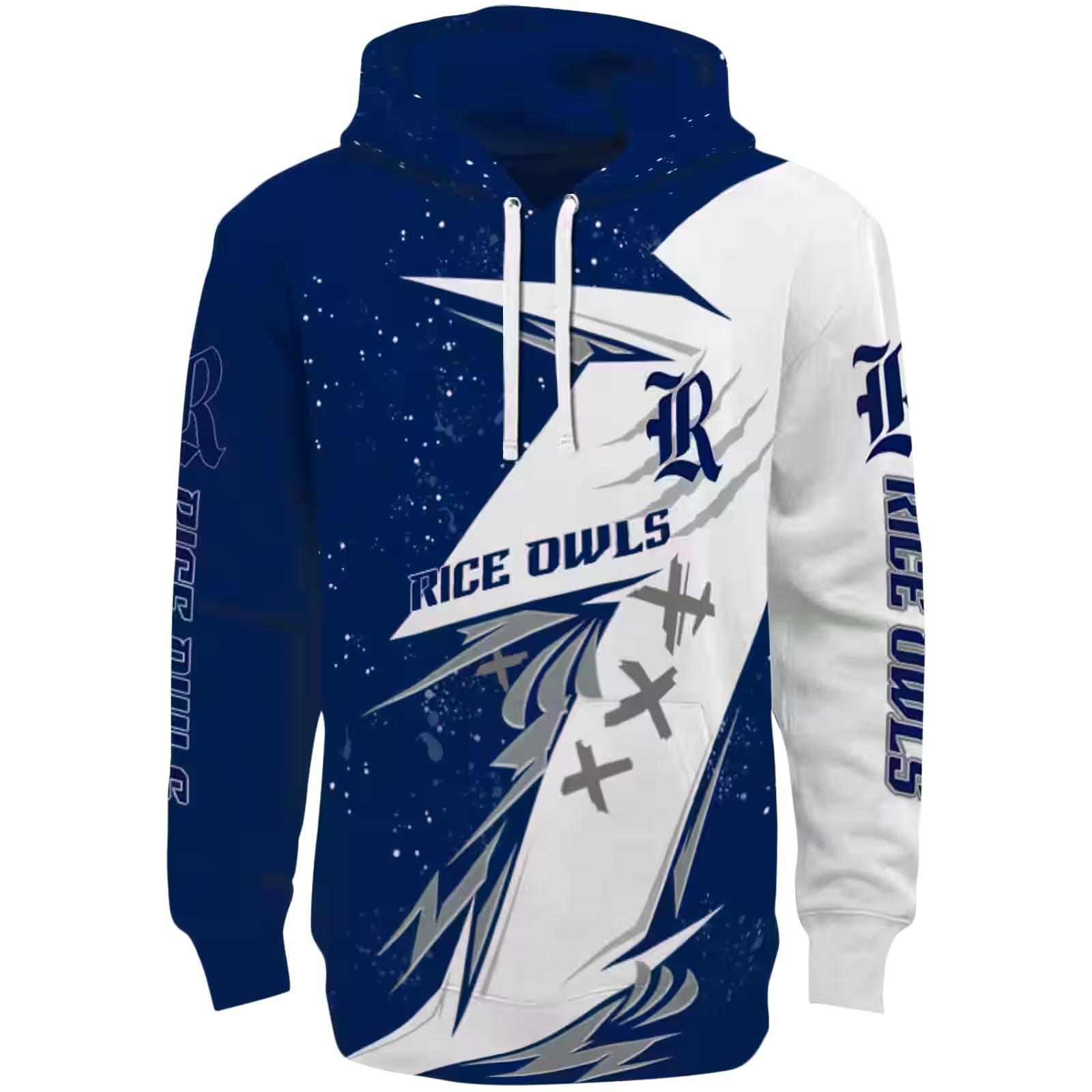 Rice Owls Dynamic Slash Navy Blue White Hoodie