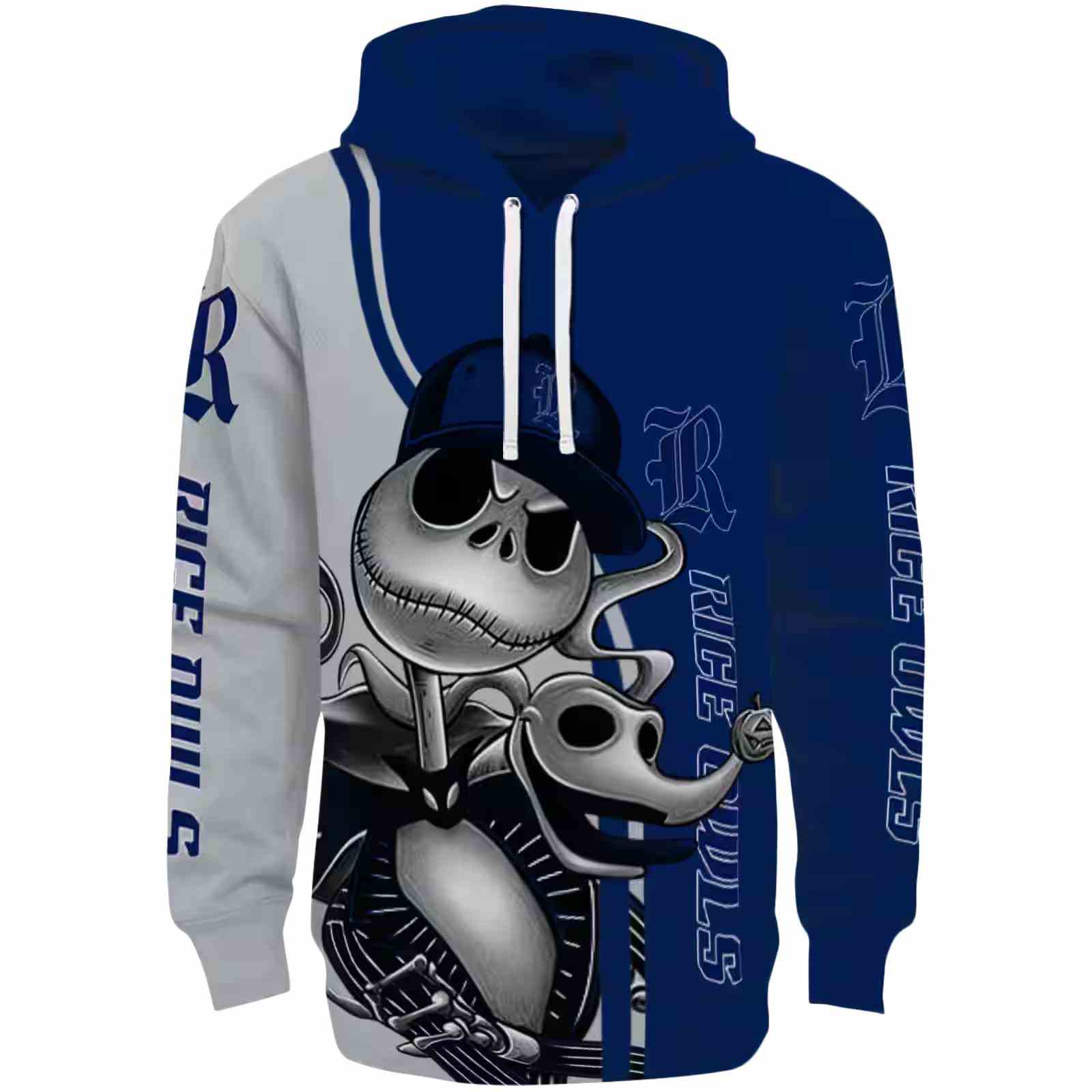 Rice Owls Jack Skellington Navy Blue Hoodie