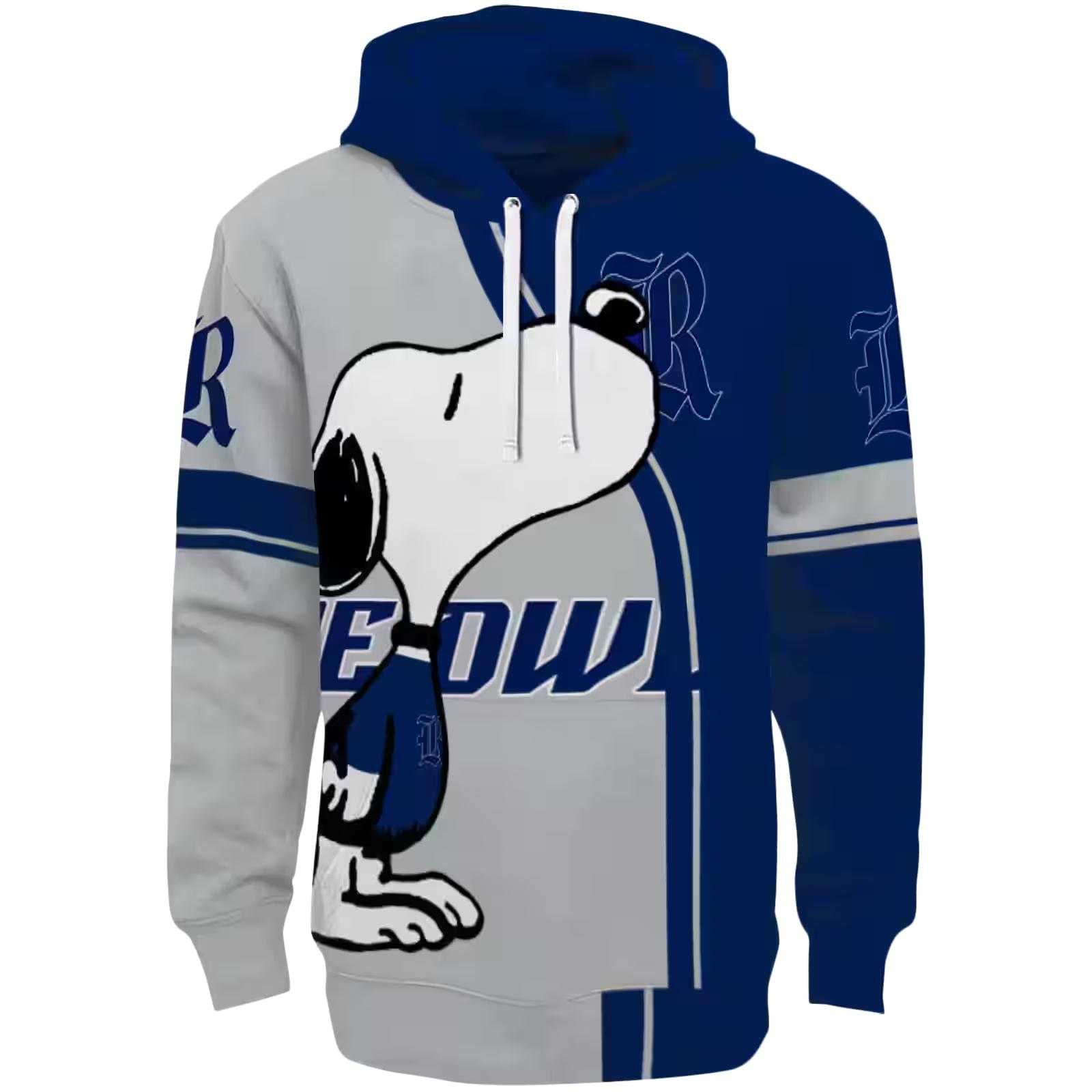 Rice Owls Playful Snoopy Navy Blue Hoodie