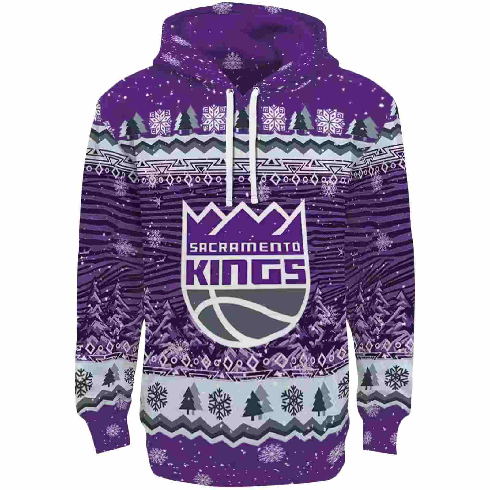 Sacramento Kings Christmas Trees Purple Hoodie