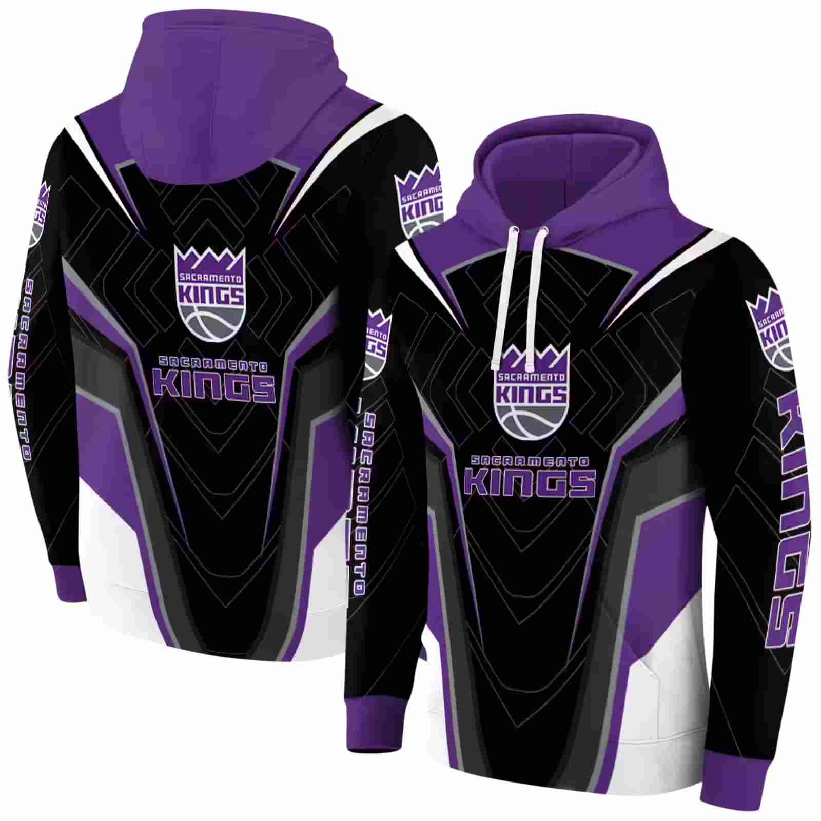 sacramento kings futuristic pattern purple black hoodie fashion forward